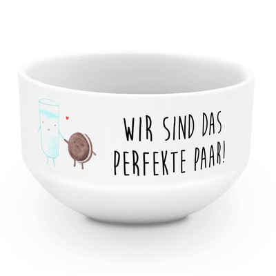 Mr. & Mrs. Panda Müslischale Milch Keks - Weiß - Geschenk, Schüssel, romantisch, perfektes Paar, M, Keramik, (1-tlg), Multifunktional