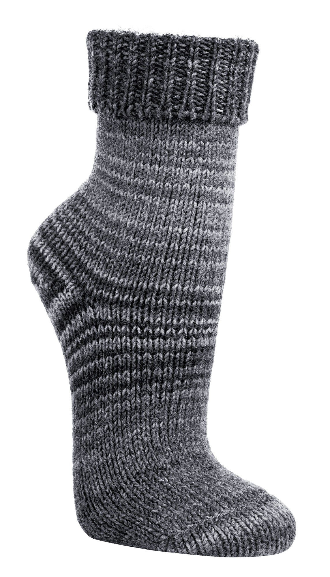 TippTexx 24 Umschlagsocken 2 Paar kuschelige Socken Wollsocken im Skandinavien-Style mit Umschlag Grau