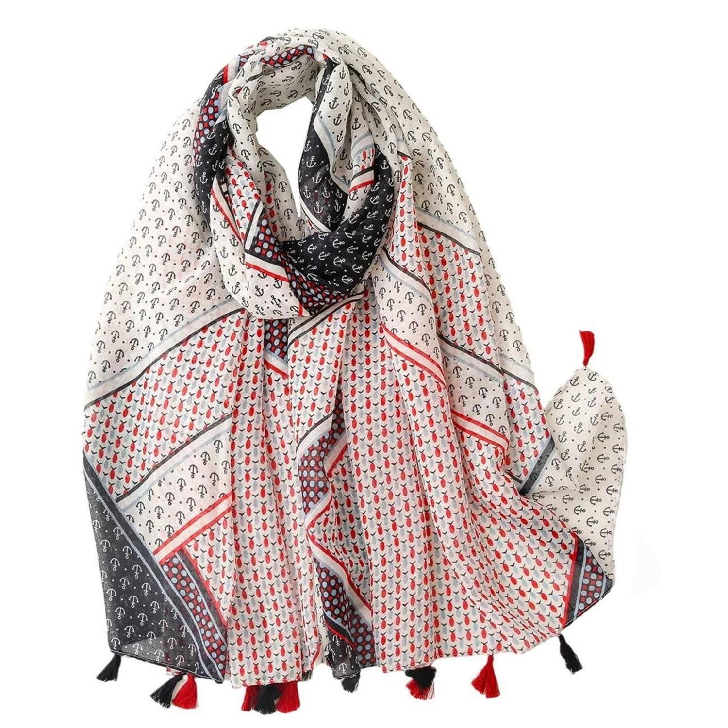 LuxusKollektion Schal Schal Damen Fransen 180x90cm bunt, (1-St)