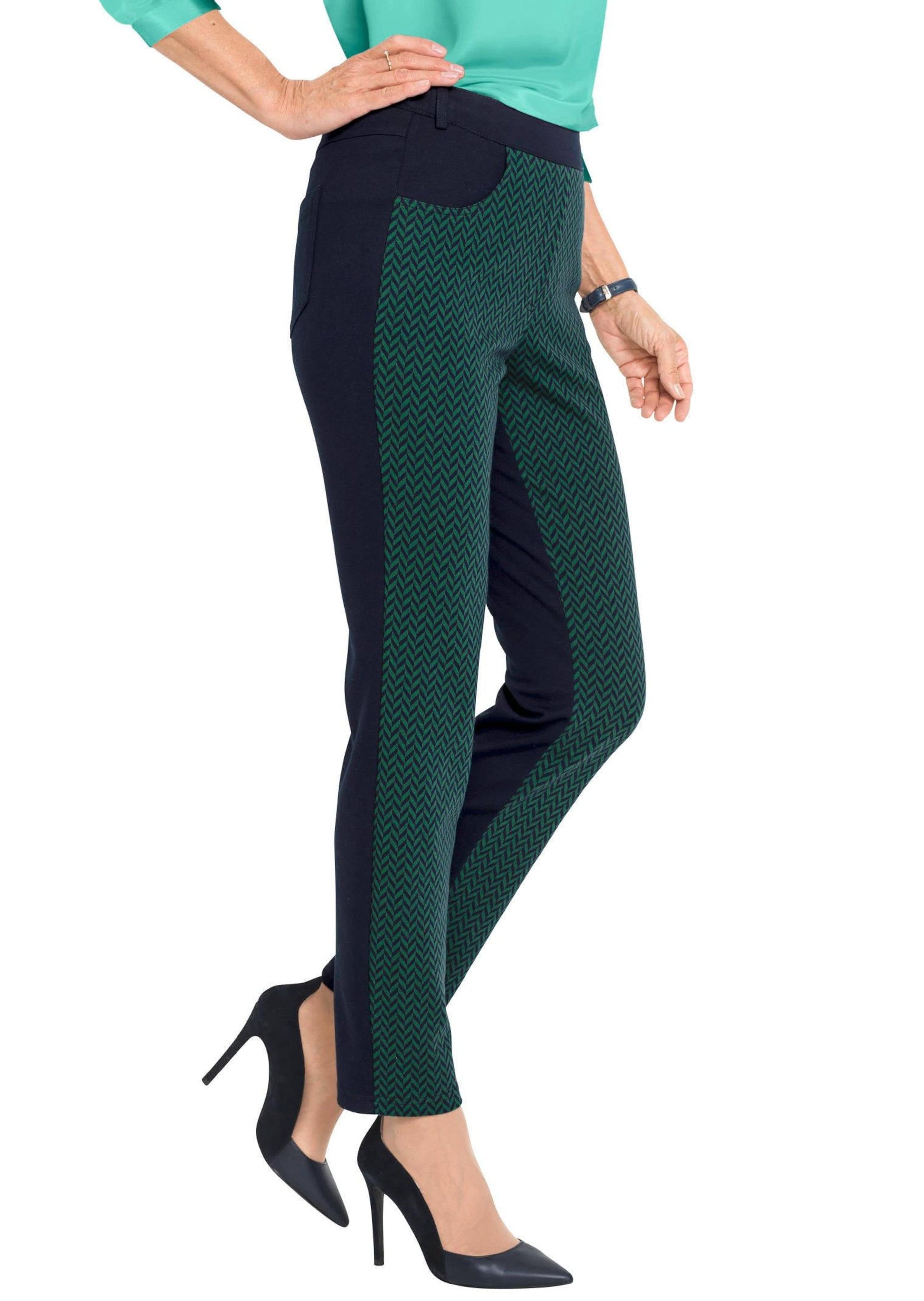 7/8-Caprijeans Formstabile Jerseyhose in trendigem Materialmix
