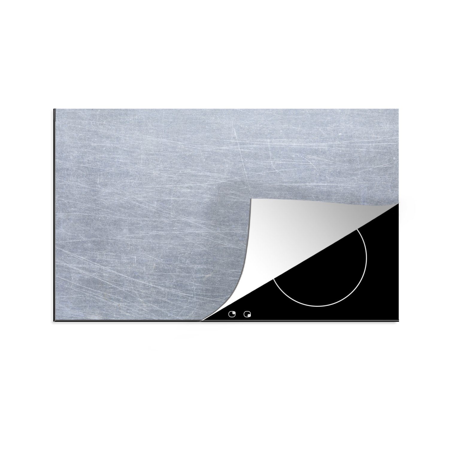 MuchoWow Herdblende-/Abdeckplatte Metalldruck Induktionskochfeld Vinyl, küche, tlg), Kratzer, Schutz 81x52 - (1 - für cm, Grau Ceranfeldabdeckung die
