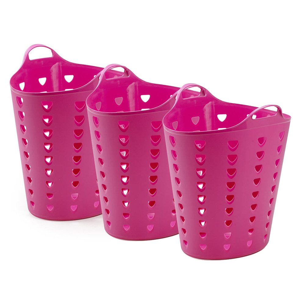 Kreher Wäschekorb flexibler Tragekorb 65 Liter (Set/Farbe wählbar) (3 St)