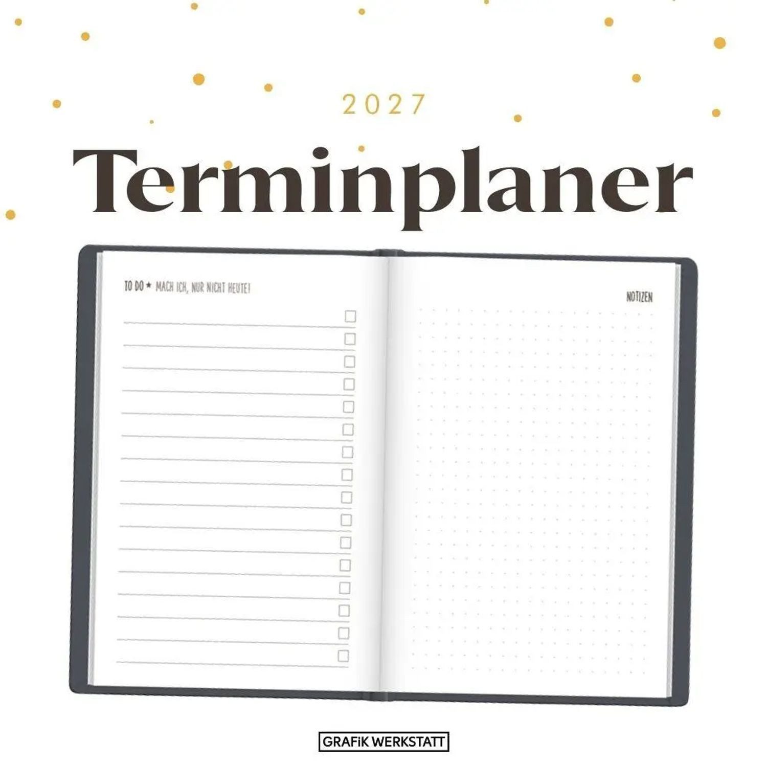 Grafik Werkstatt Taschenkalender Terminplaner Lederlook 2027 Schwarz