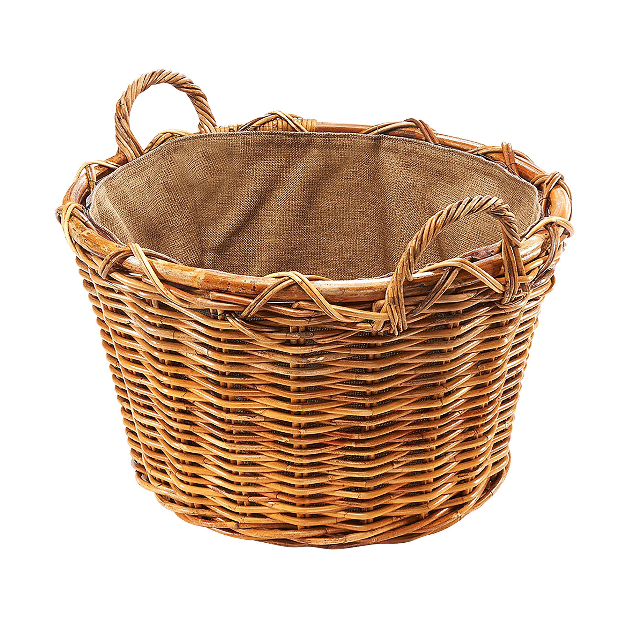 Kaminholzkorb Holzkorb Rattan Lacak mit abnehmbarem Leinenstoff