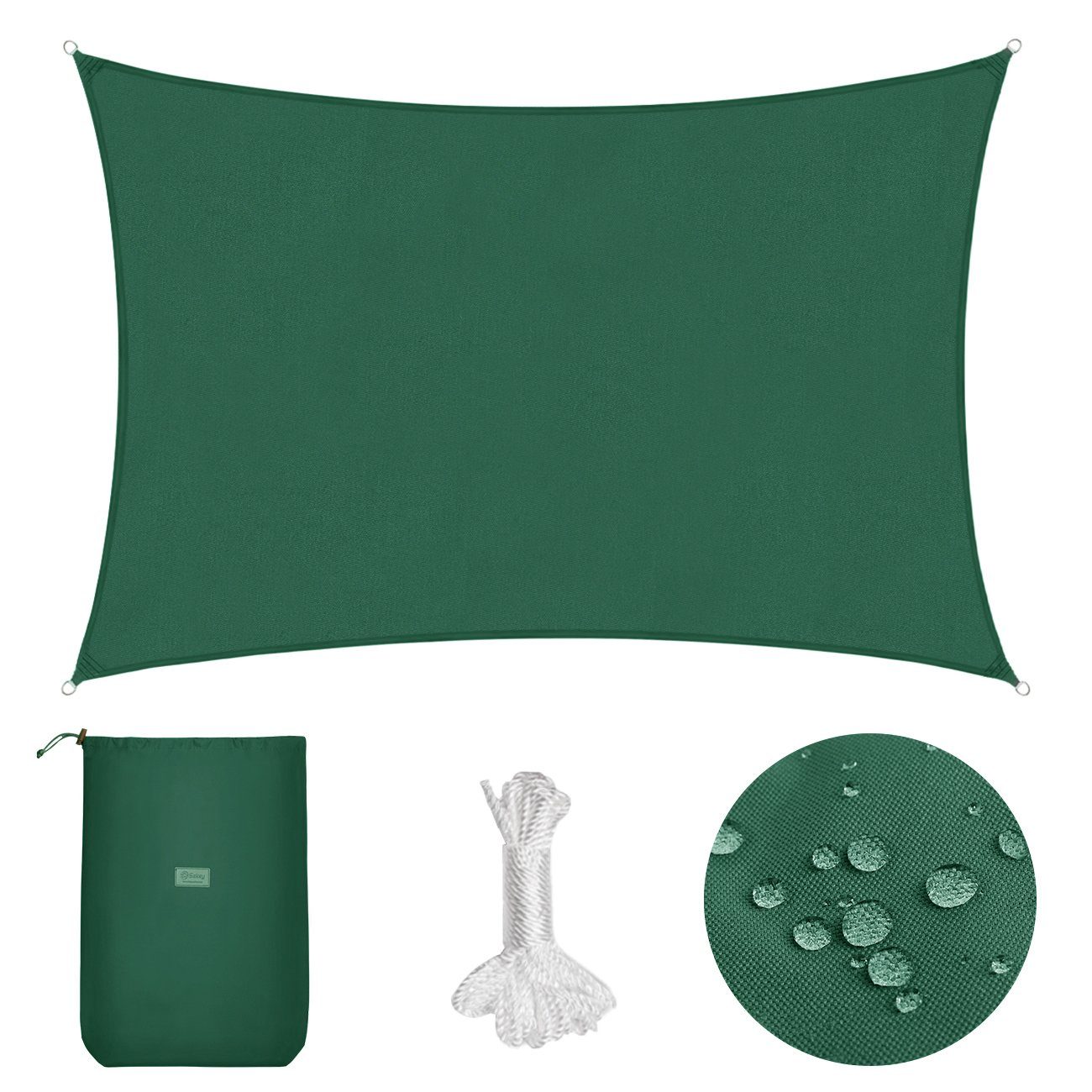 Sonnensegel Sonnensegel mit Sekey Kit Grün Sonnenschutzsegel Wasserdicht PES