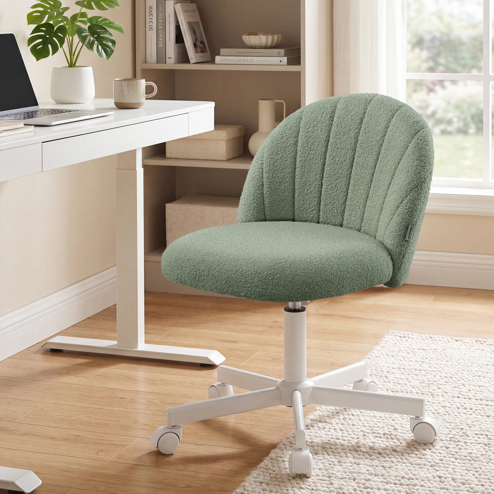 SONGMICS Bürostuhl Homeoffice-Stuhl, Schminkstuhl aus Fleece, Schreibtischstuhl, Schaumstoffpolsterung, höhenverstellbar, für Arbeitszimmer