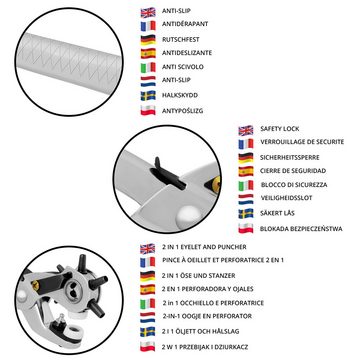Kurtzy Papierscheren Lederlochzange & Ösen - Verschiedene Größen, (1-tlg), Leather Hole Punch & Eyelets - Multiple Sizes