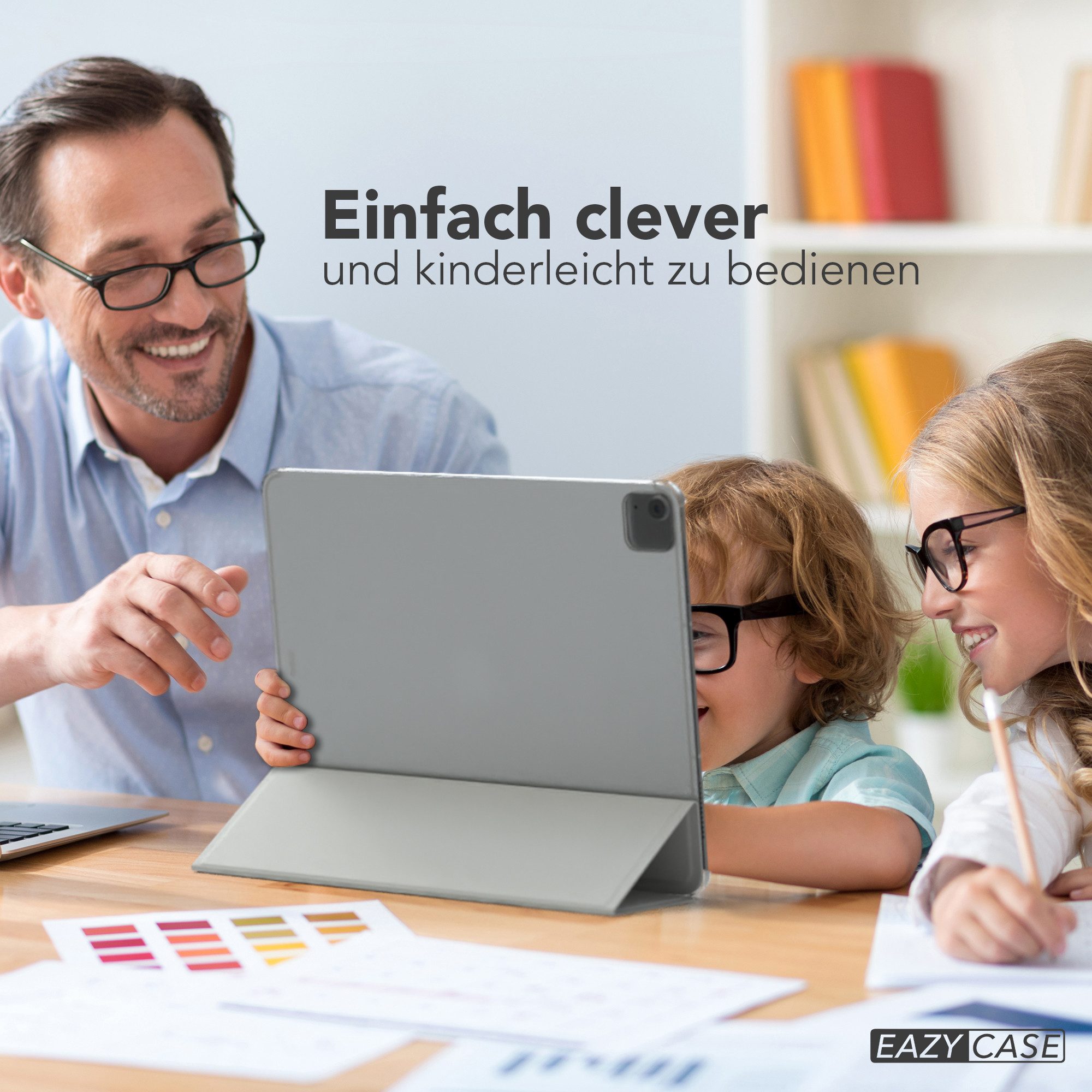 EAZY CASE Tablet-Hülle Smart Case Apple für iPad Air 13 (2024) 13 Zoll, Tablet Case Bookcover Smart Flipcase Schutztasche magnetisch Hellgrau