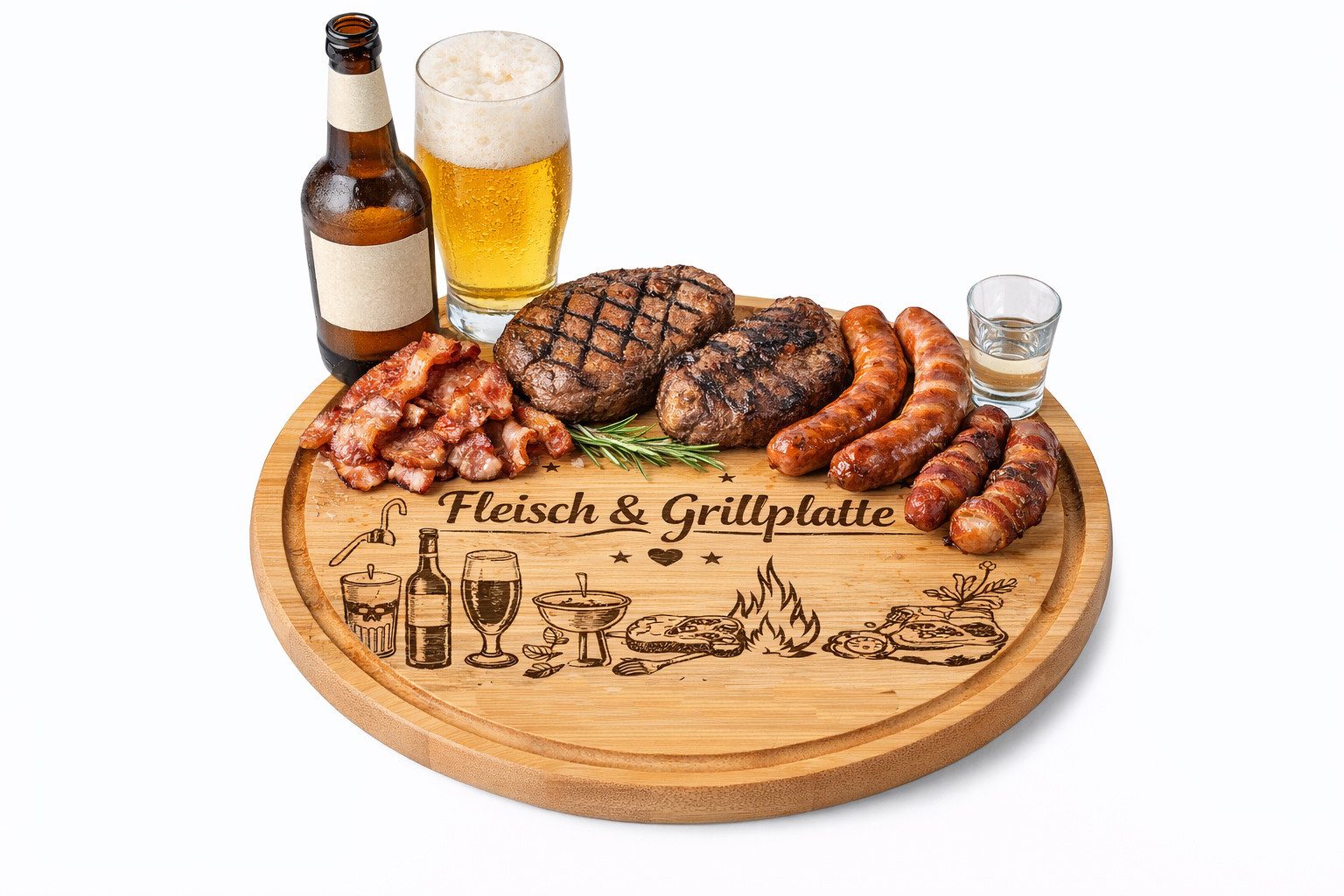 Trollingshop Schneidebrett für Grill- und Fleischfans, tolles Geschenk, Holz, (tolles Schneidbrett mit Motiven), Geschenk für Grillfans