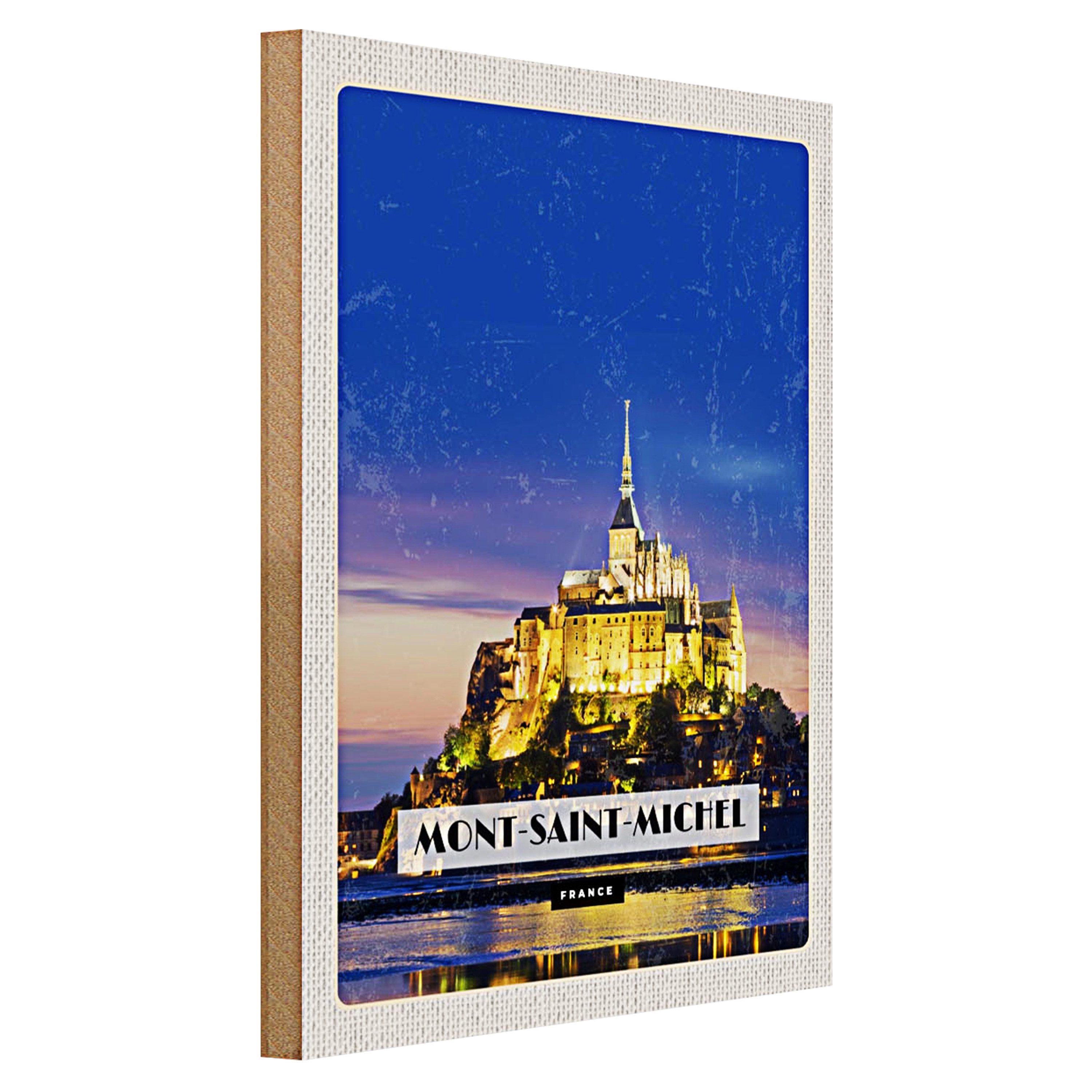 Roomando Holzbild Reise 30x40cm Moint-Saint-Michel France Reiseziel