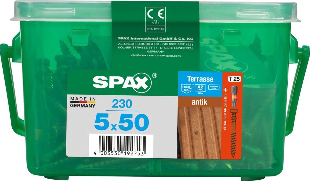 50 SPAX TX Spax 5.0 Terrassenschrauben 25 Terrassenschraube x 230 mm -