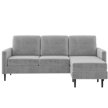 loft24 Ecksofa Dante, Couch, 3-Sitzer Sofa, Bezug in Samtoptik, Länge 206 cm