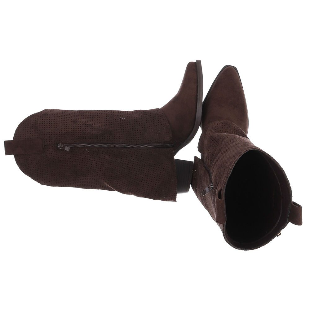 Ital-Design Damen Boots mit Fransen und perforiertem Design Westernstiefel günstig online kaufen