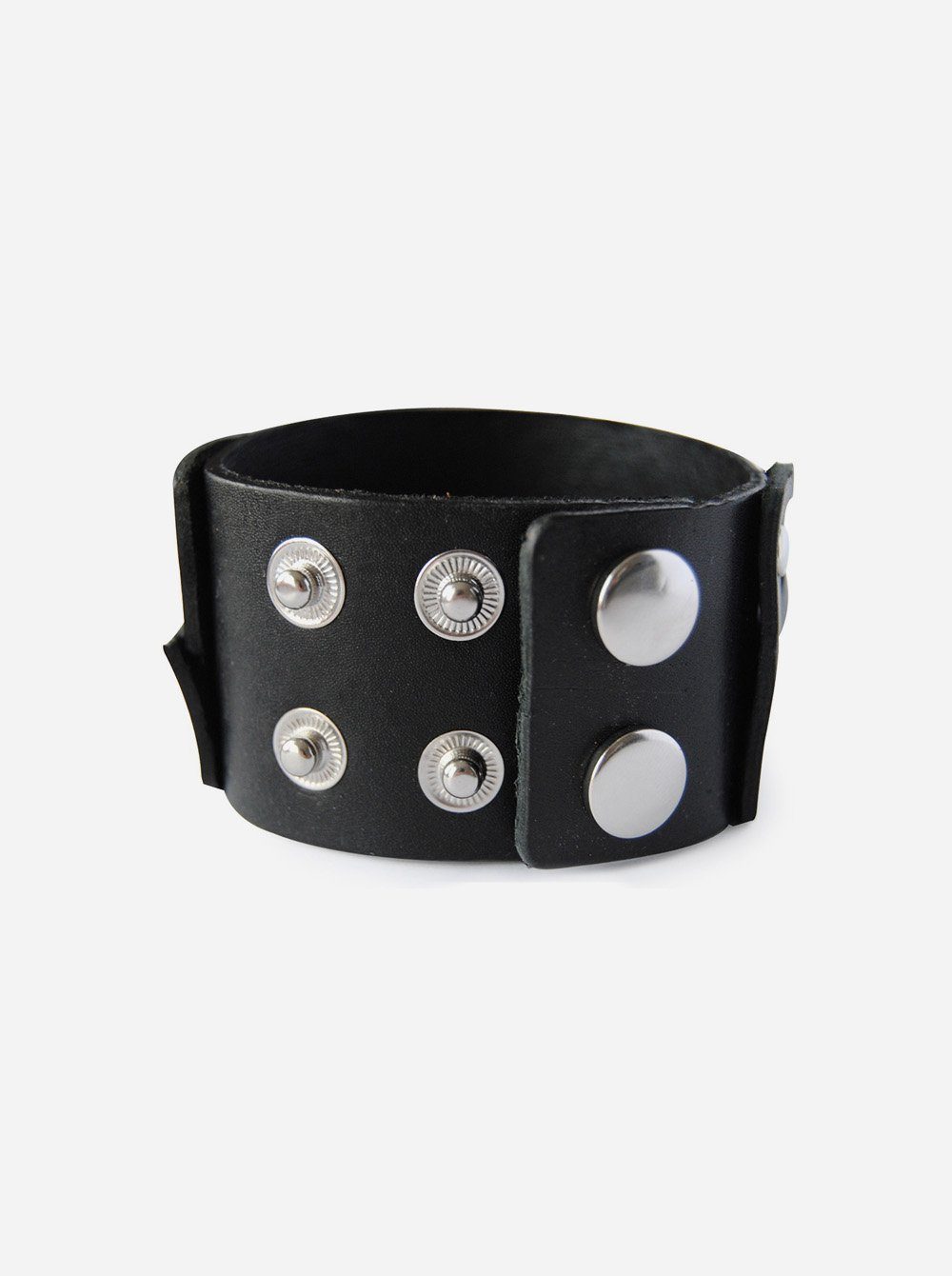 axy Lederarmband Herrenarmband Knopf-Verschluss Längen Leder Schwarz aus 3 in Echtleder, verschließbar Armband, mit Breite