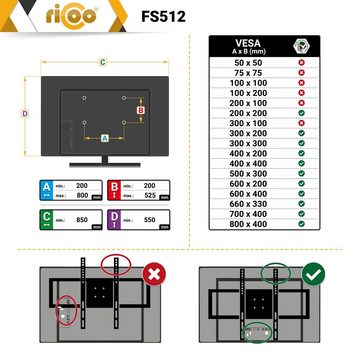 RICOO FS512 TV-Standfuß, (bis 65 Zoll, Ständer Fernseher Halterung neigbar universal VESA 800 x 400)