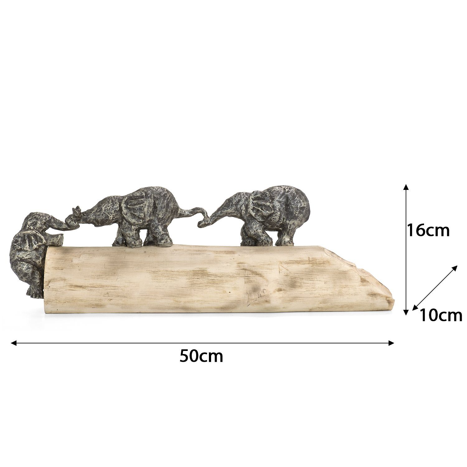 Moritz Skulptur Elefanten Familie Zusammenhalt 51 x 10 x 17 cm, Holz, Tischdeko, Fensterdeko, Wanddeko, Holzdeko, Weihnachtsdeko