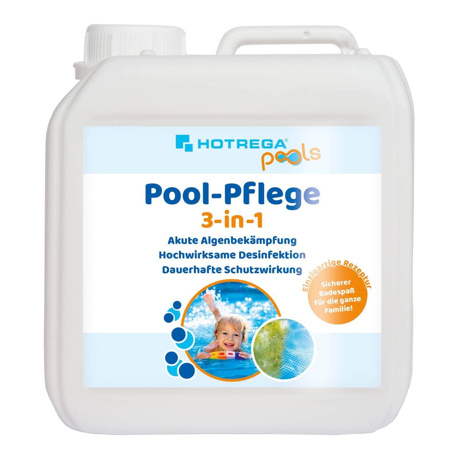 HOTREGA® Poolpflege Pool-Pflege 3in1 Konzentrat 2 L, Desinfektion, Algenentferner, (Kein Set)