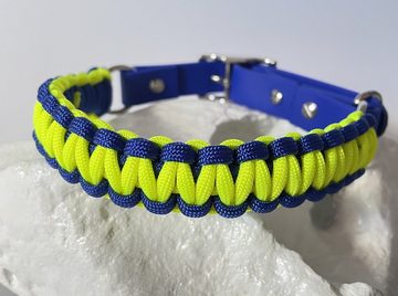 Wandtattoodesign Hunde-Halsband Hundehalsband Blau neongelb mit Biothane Adapter Gratis Aufkleber, verschiedene Größen. Anpassbar durch Biothane Adapter 6cm