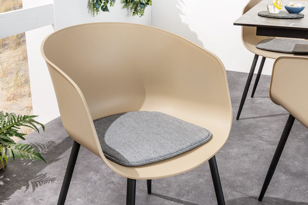 riess-ambiente Gartenstuhl DESIGNO greige / schwarz (Einzelartikel, 1 St), Esszimmer · Kunststoff · Metall · mit Armlehne · Balkon · Outdoor