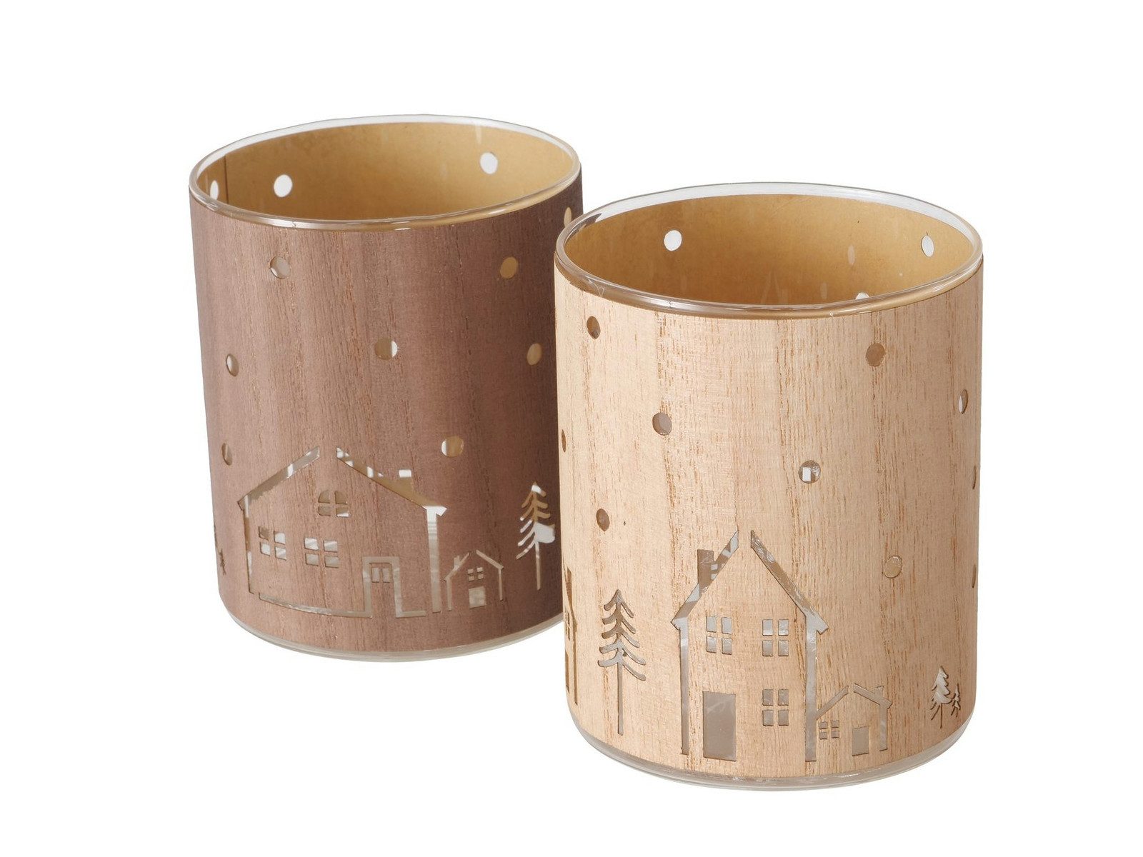 BOLTZE Windlicht Homewood Windlicht braun sortiert 12cm (1 Stück)