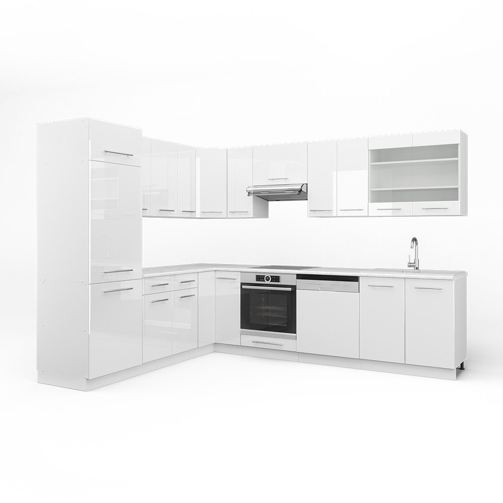 Vicco Winkelküche Fame-Line, Weiß Hochglanz/Weiß/Weiß, 227 günstig online kaufen