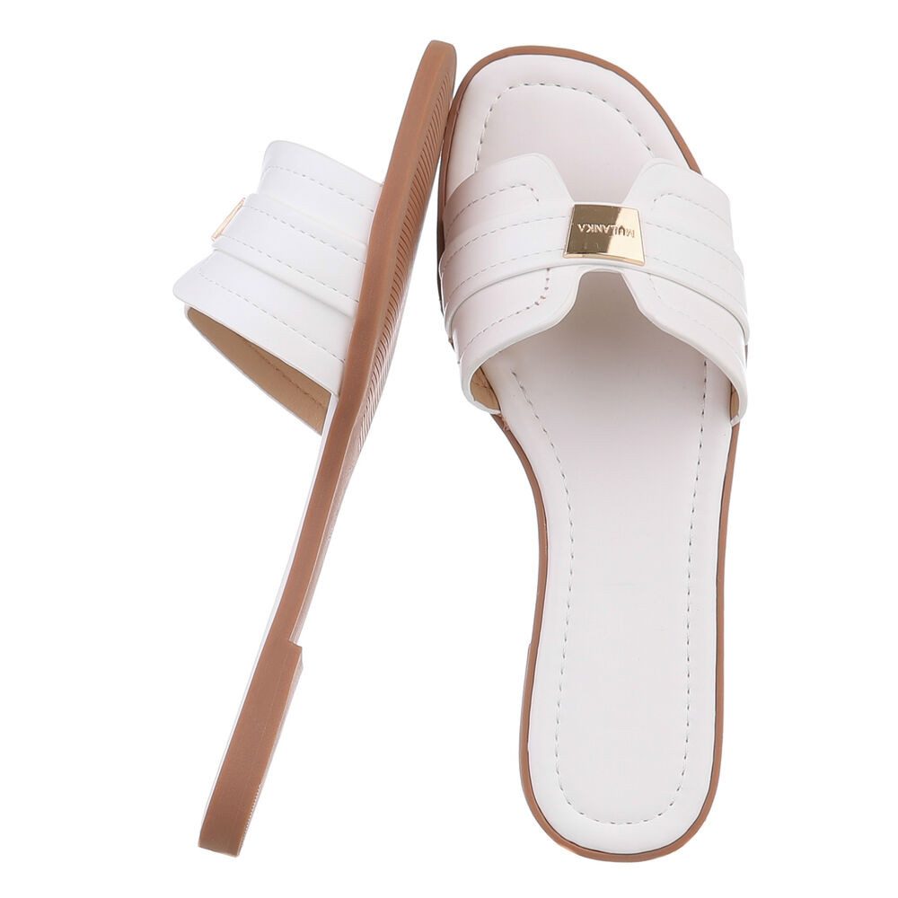 Ital-Design Elegante Sandaletten für entspannte Tage Pantolette (89322939) Blockabsatz Pantoletten in Weiß