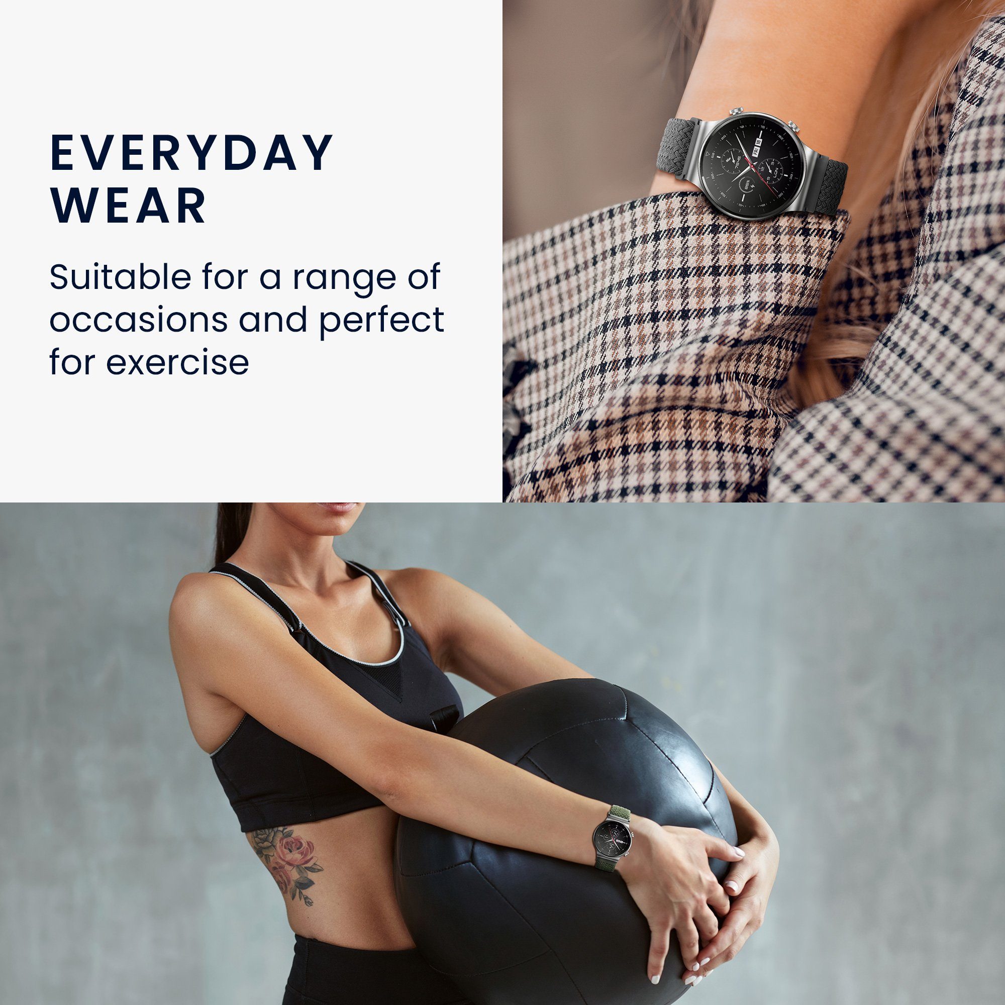 kwmobile Smartwatch-Armband Armband für Google Fitbit Air, Nylon Fitnesstracker Sportarmband Band - Innenmaße von – Bild 4 von 5