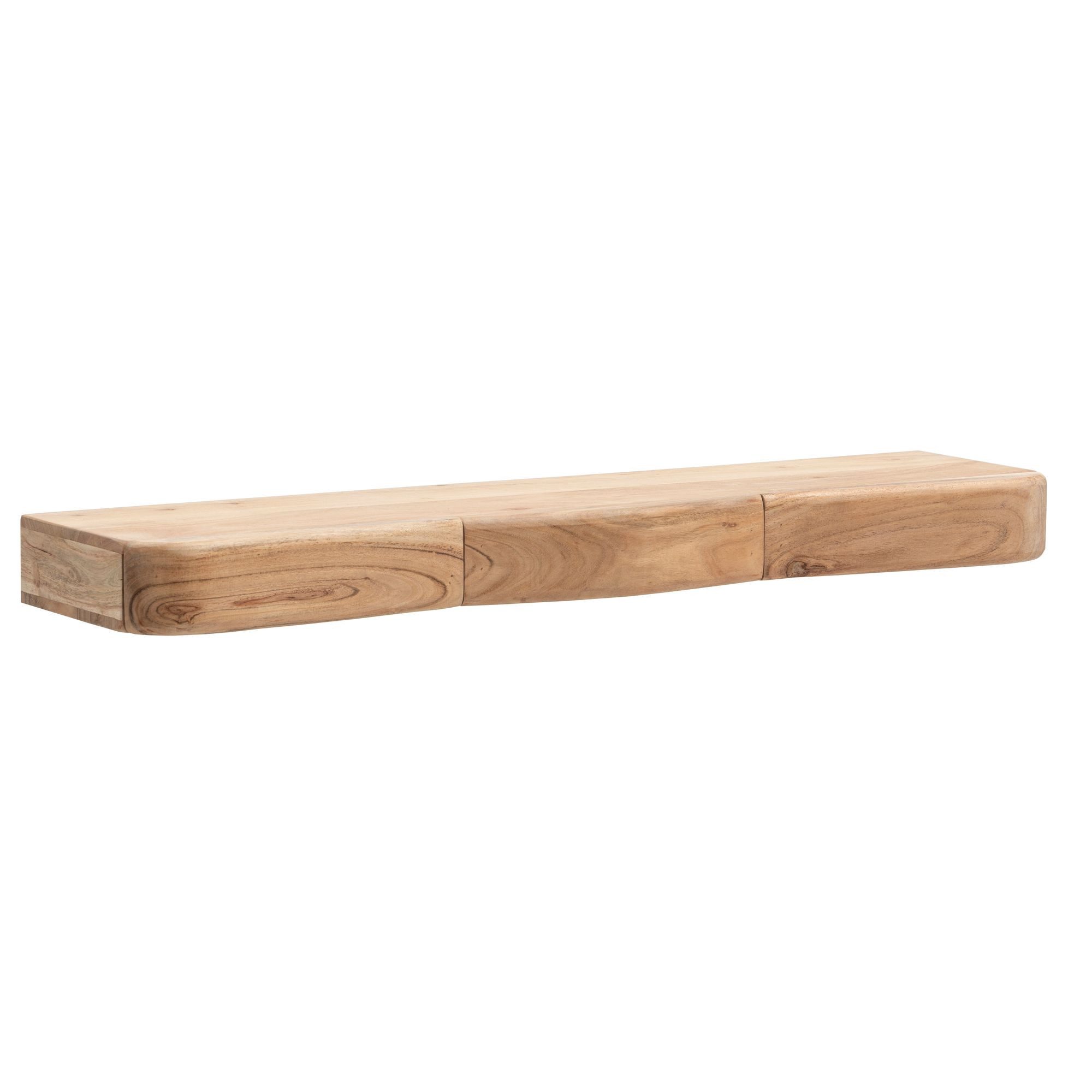 furnicato Wandregal Echtholz 100x20x8 cm Honigbraun, Verdeckter Stauraum mit Schubladen als Wandboard für dein Wohnzimmer