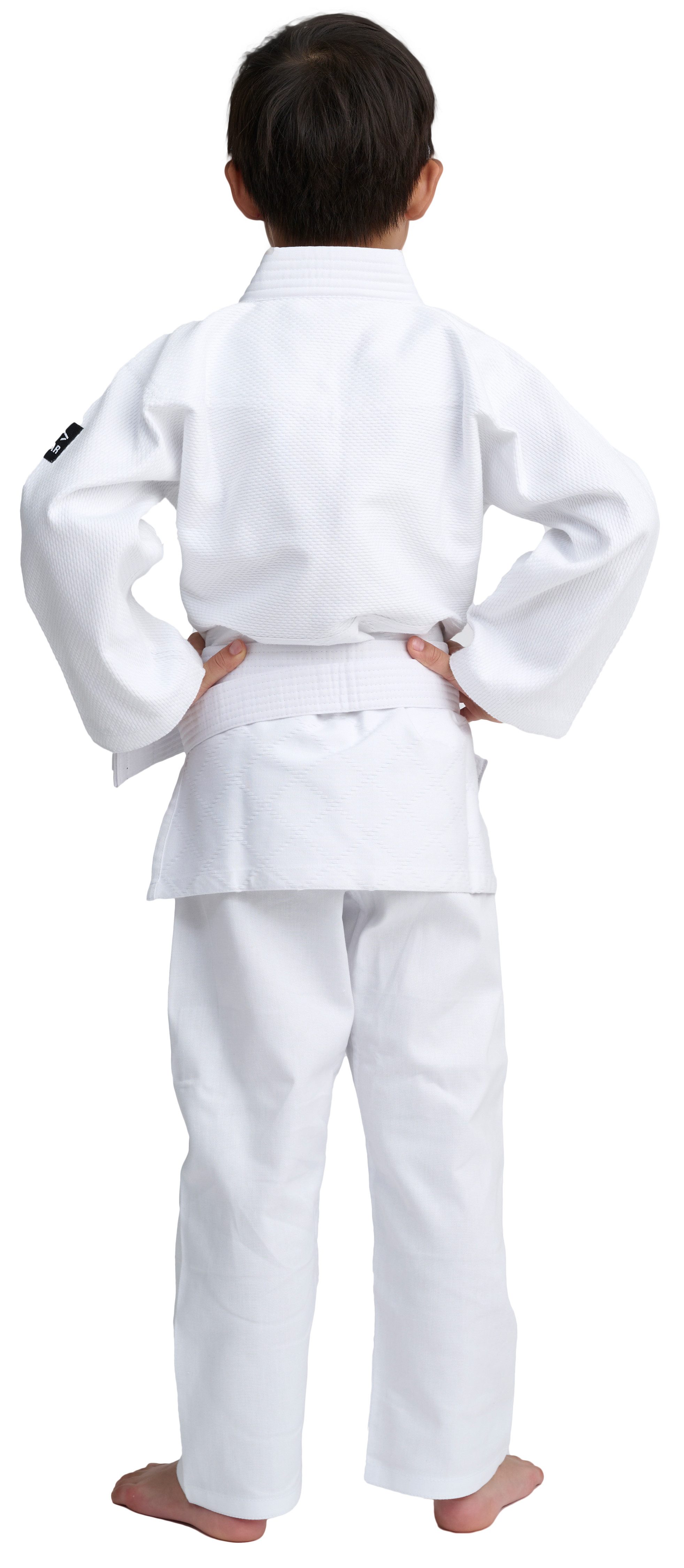 IPPONGEAR Judoanzug Future 2 (Einsteiger & Kinder Judoanzug inkl. Weißem Gürtel), Gummizug & Schnürbund an der Hose I 335gr/m² Stoffdichte