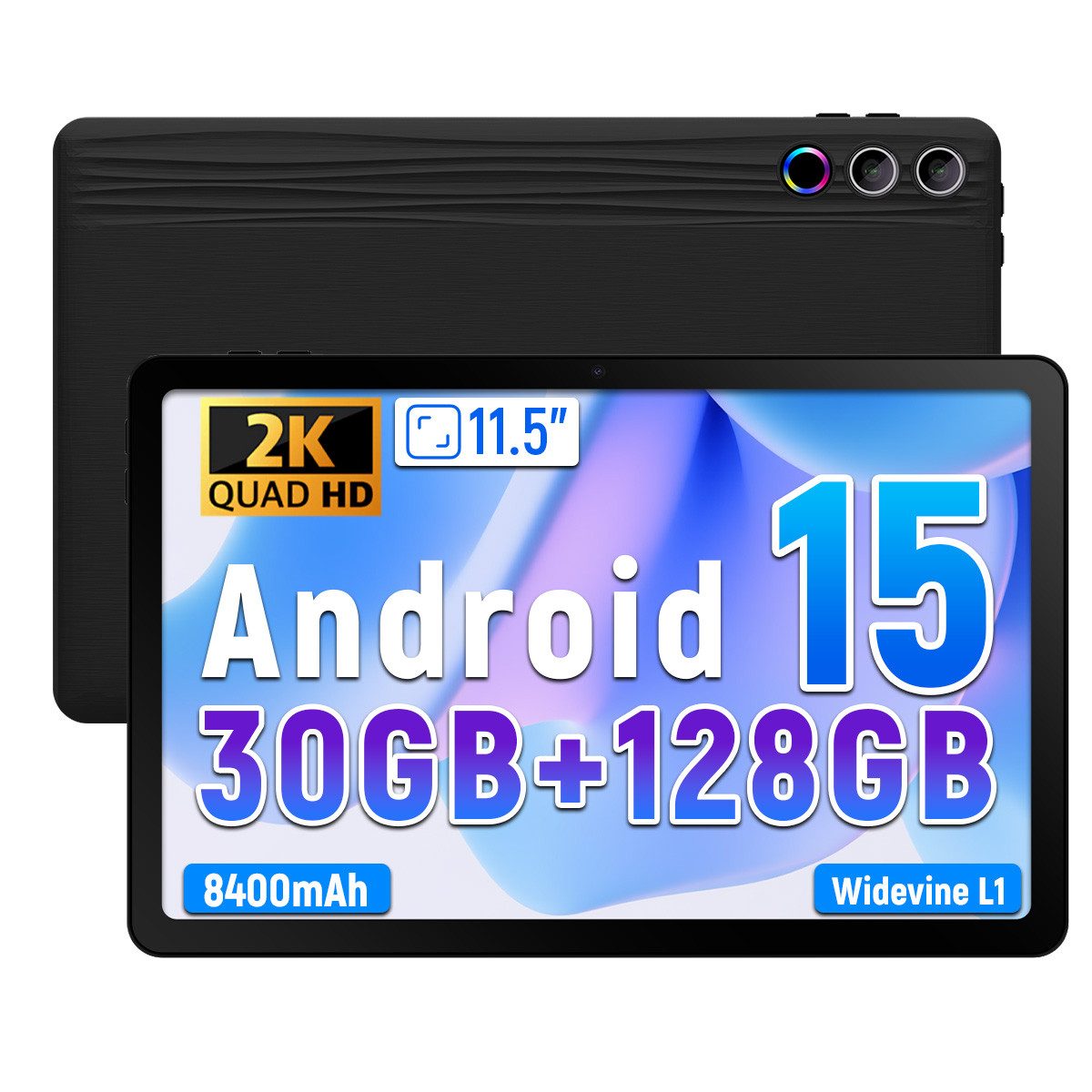 BUFO 11,5'' 30GB+128GB 2K-Display 8400mAh Octa-Core Tablet (11.5", 128 GB, Android, 5G/2.4G WiFi, 2K Display, Widevine L1, Dual-Kamera, WiFi 6)
