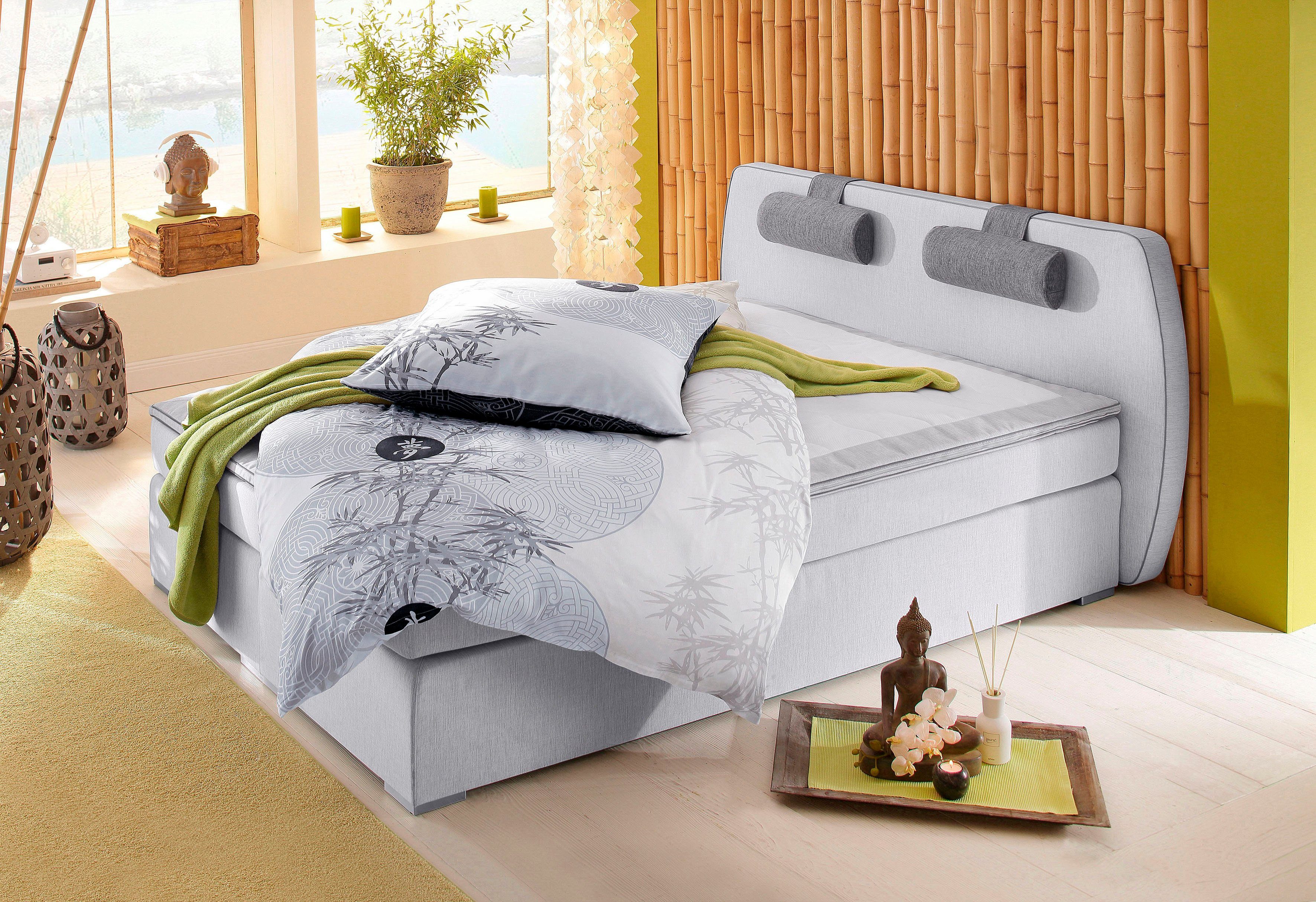 ATLANTIC home collection Boxspringbett Rex, mit Topper und verstellbaren Nackenkissen