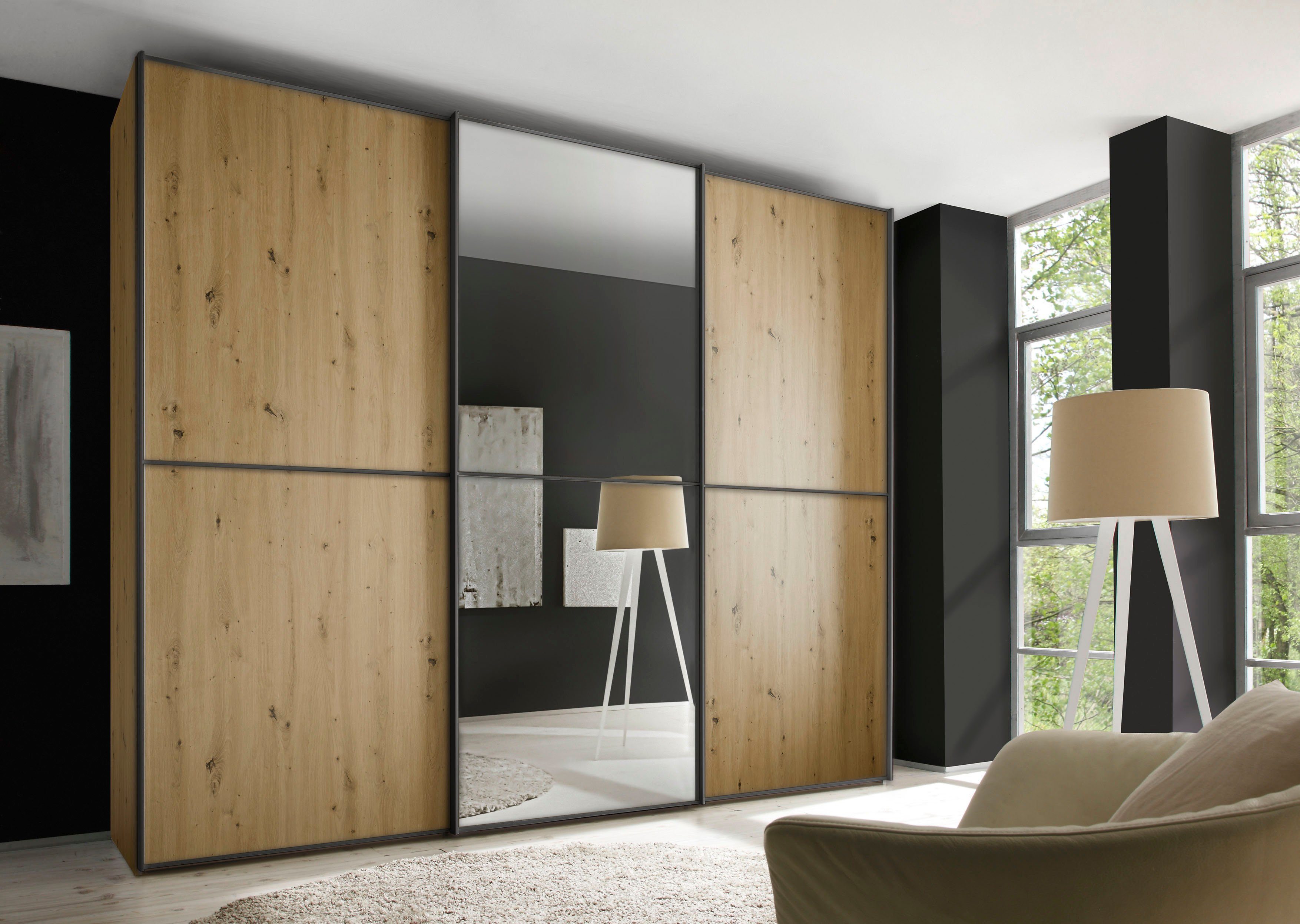 STAUD Schwebetürenschrank Sinfonie Plus, edles Design in hochwertiger Qualität, Made in Germany Mit Spiegeltüre und vier verschiedenen Ausstattungsvarianten