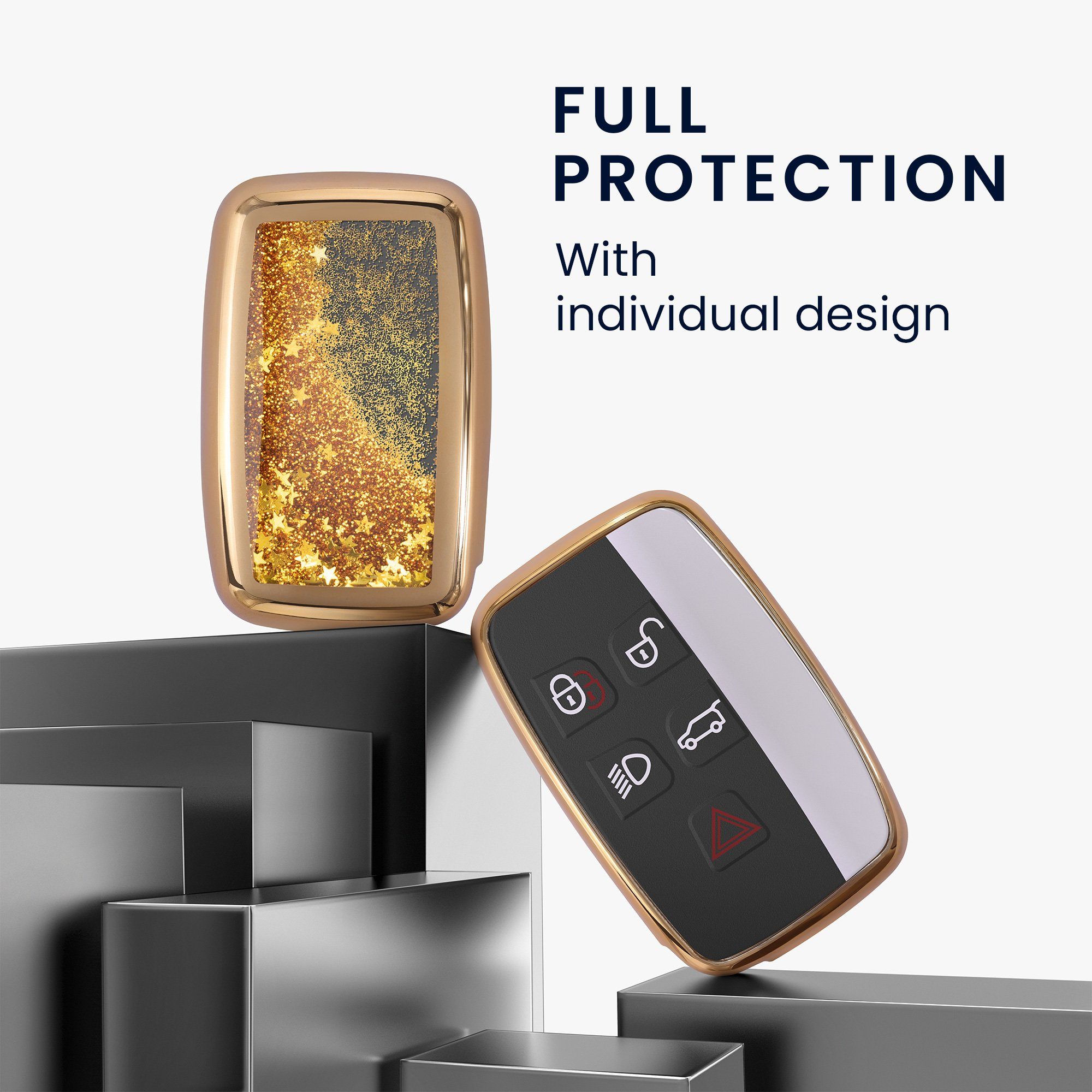 Land TPU Autoschlüssel kwmobile Schlüsseltasche für Hülle Rover Schutzhülle Schlüsselhülle Jaguar, Gold Cover