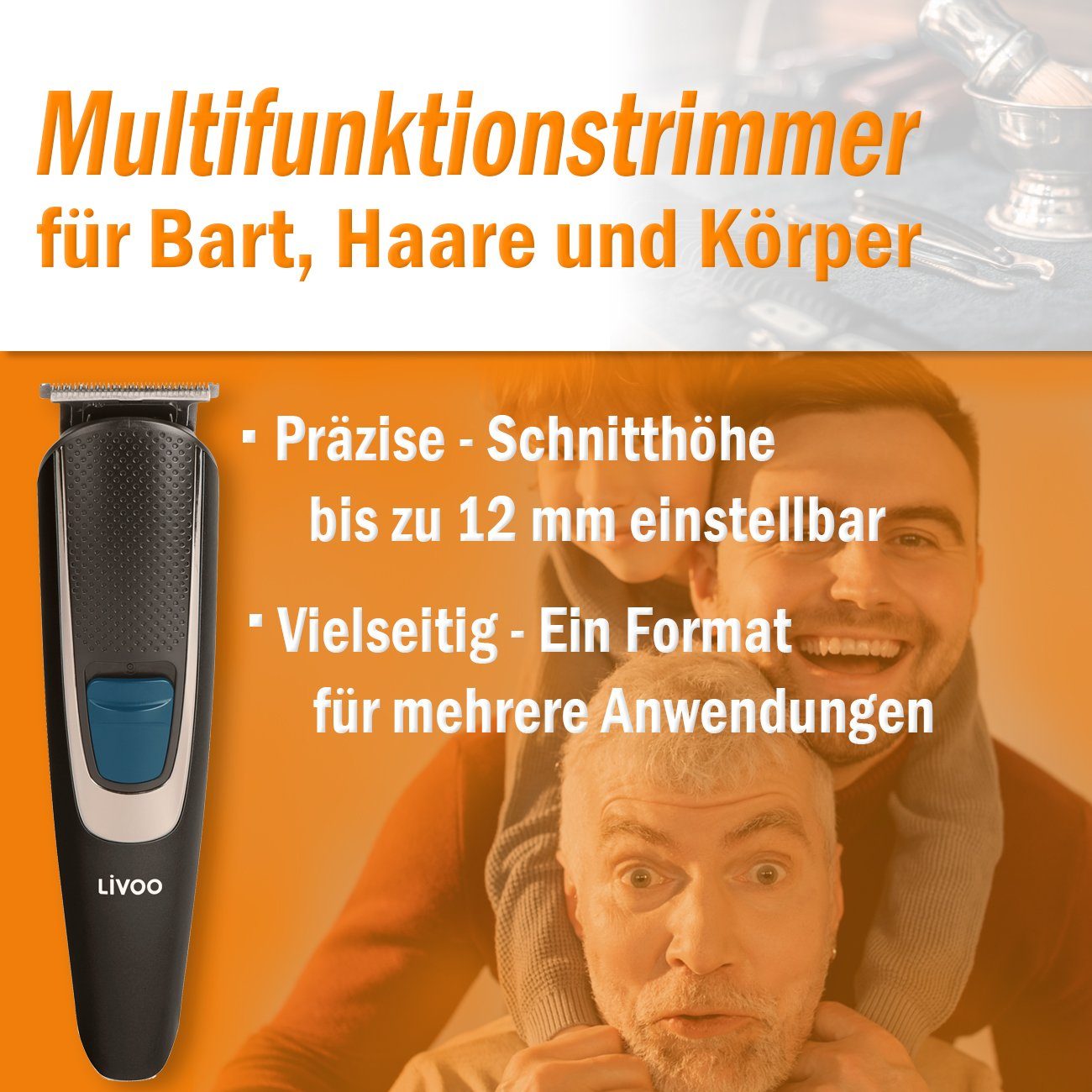 LIVOO Elektrorasierer LIVOO Akku Bartschneider Rasierer Multifunktions-Haarschneidegerät