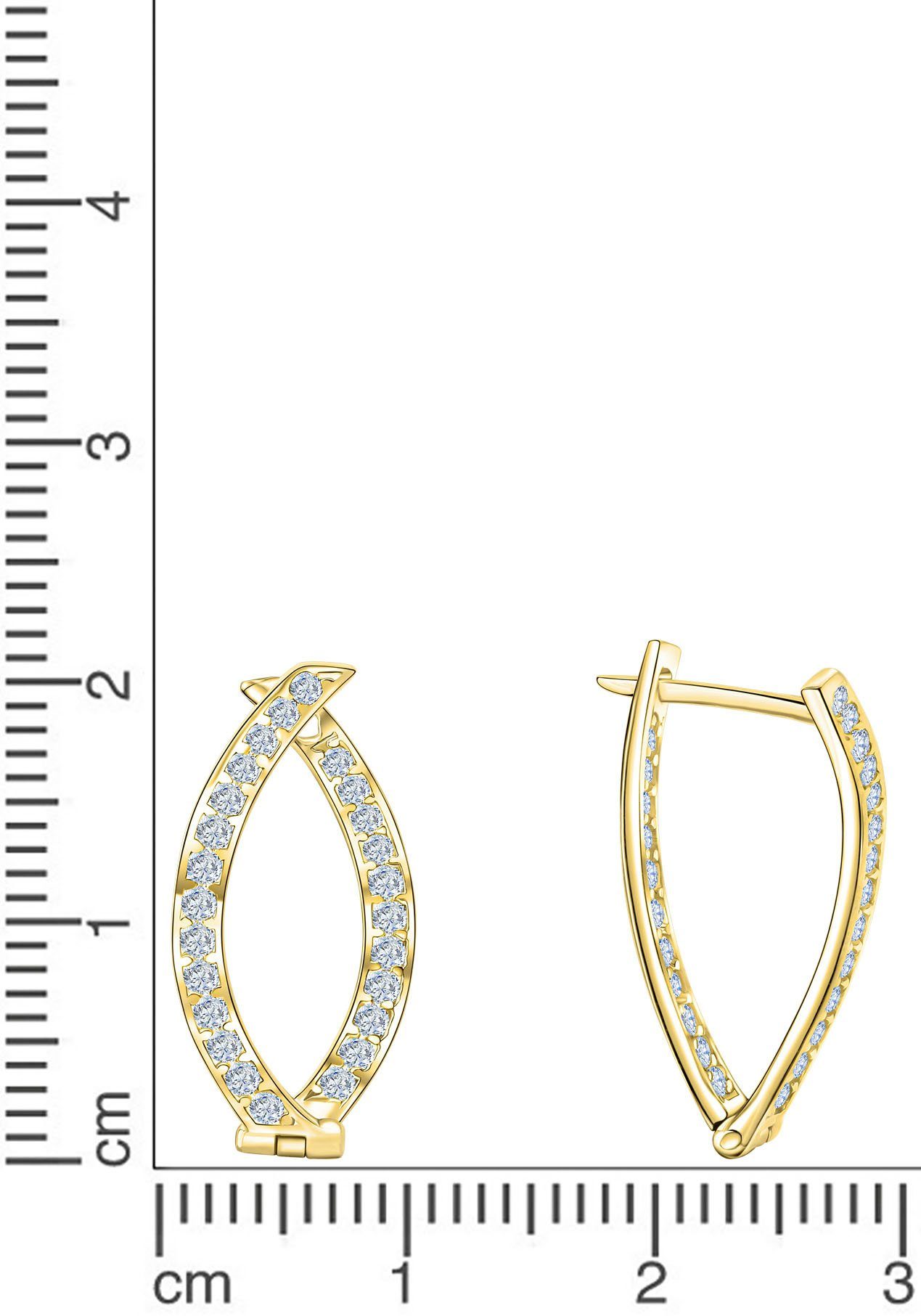 Firetti Paar Creolen Schmuck Geschenk Gold 375 Ohrschmuck Creole, mit Zirkonia (synth)