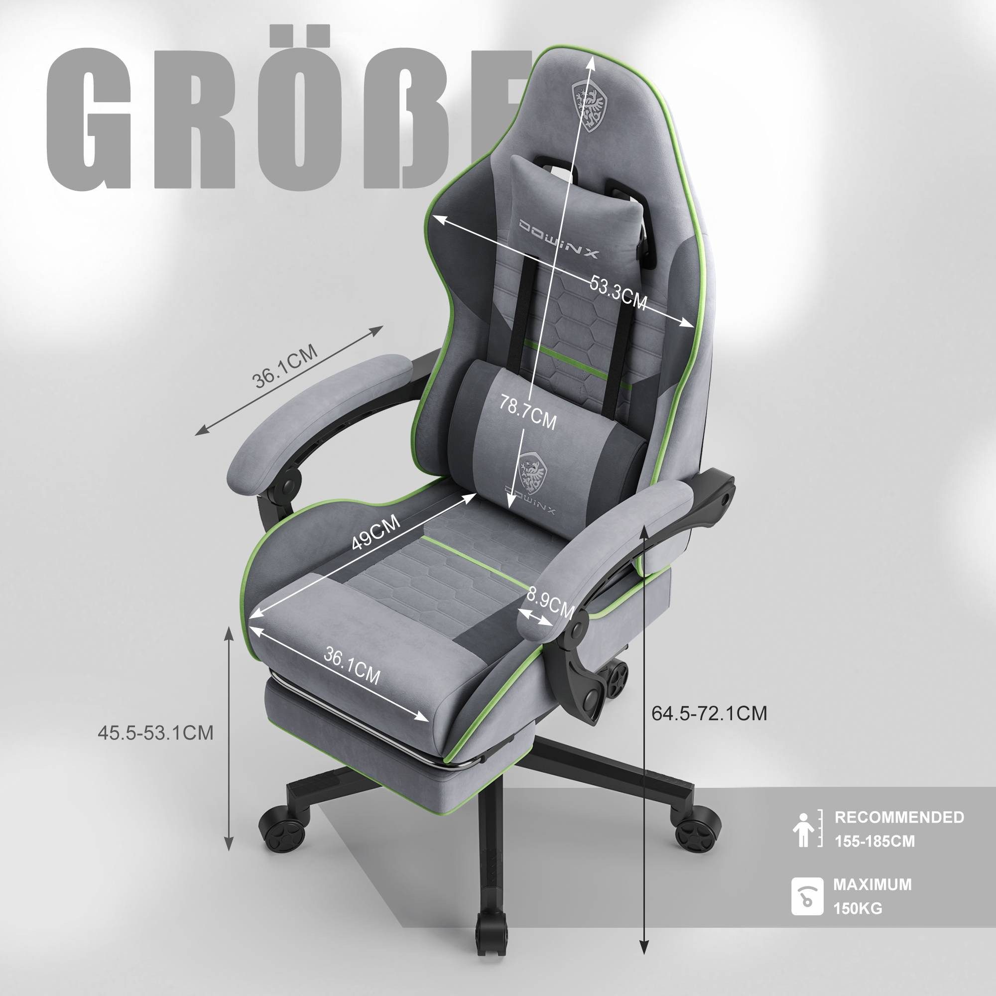 Dowinx Gaming-Stuhl Taschenfederkissen mit Kopfstützenmassage, ergonomische günstig online kaufen