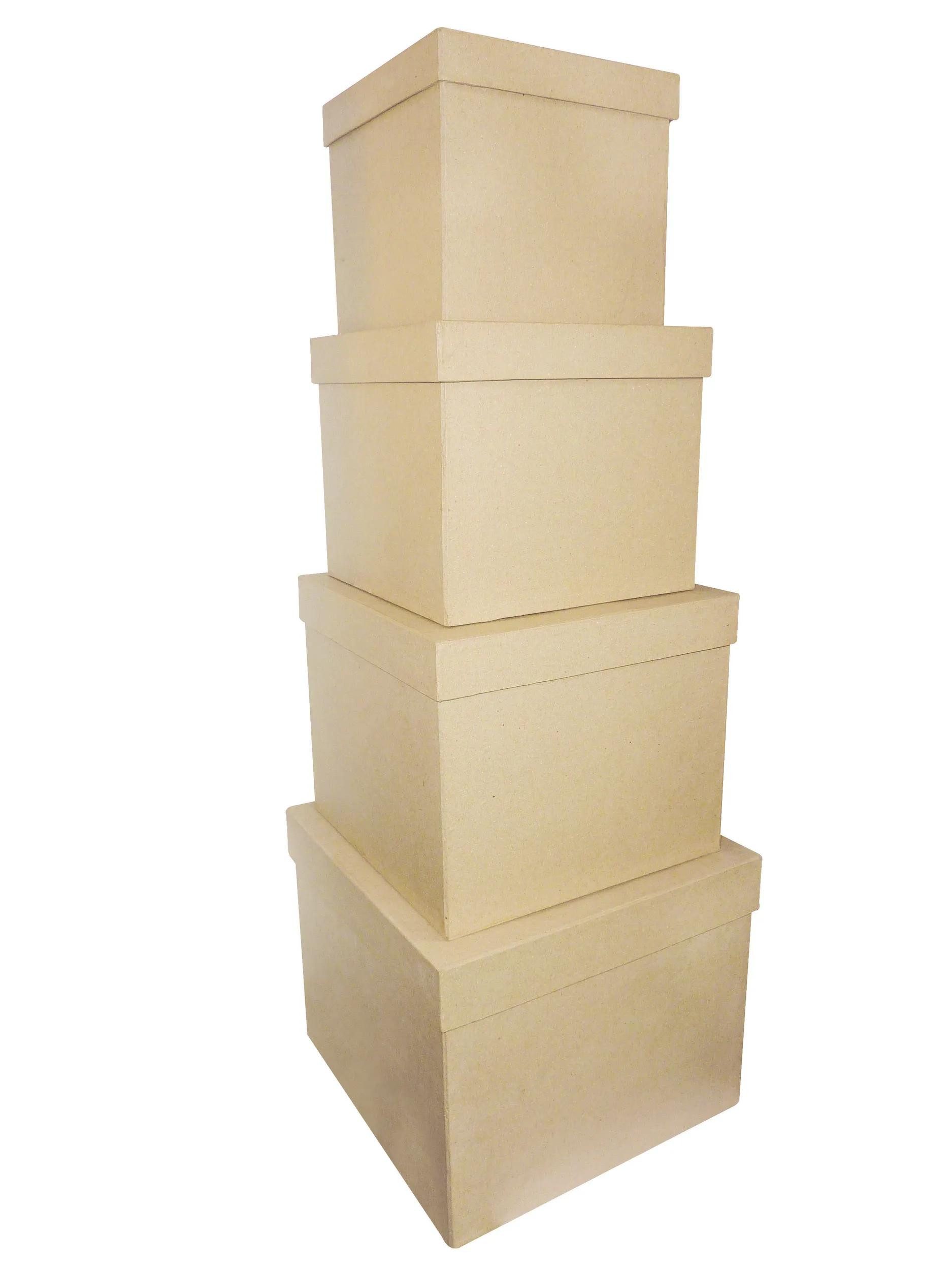 EXACOMPTA Papierdekoration Pappmaché Sortierung, 4 Schachteln 16x14/25x20cm - Kartonbraun BTS910C, DECO-Supports