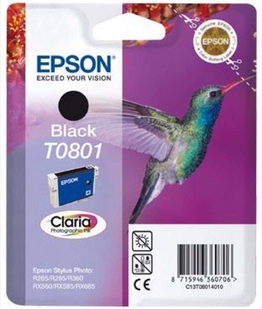 Epson Epson Druckerpatrone Tinte T0801 BK black, schwarz Tintenpatrone