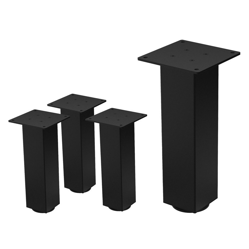 ML-DESIGN Tischbein Tischkufen I-Design Möbelfüße Tischgestell aus pulverbeschichtet Stahl, 4er Set Bankkufen 30cm Schwarz glänzend Möbelbeine