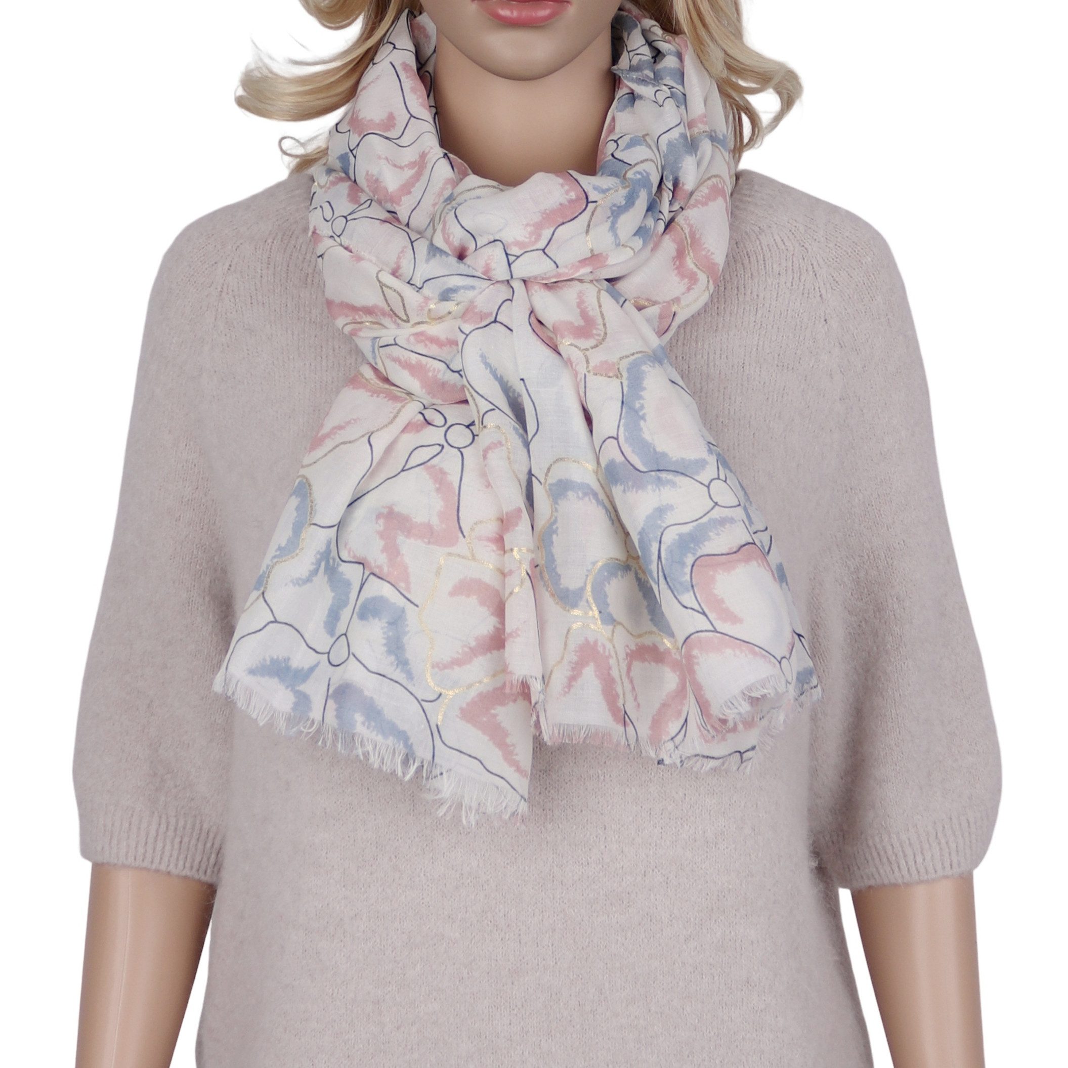 MIRROSI Modeschal Weicher & Leicht Großes Schal, ca.90x180cm, Goldprint, (50% Viskose; 50% Baumwolle mit Goldprint, Neue Kollektion Frühling/Sommer 2026), Damen Halstuch Stola ideal für Frühling, Sommer und Herbst