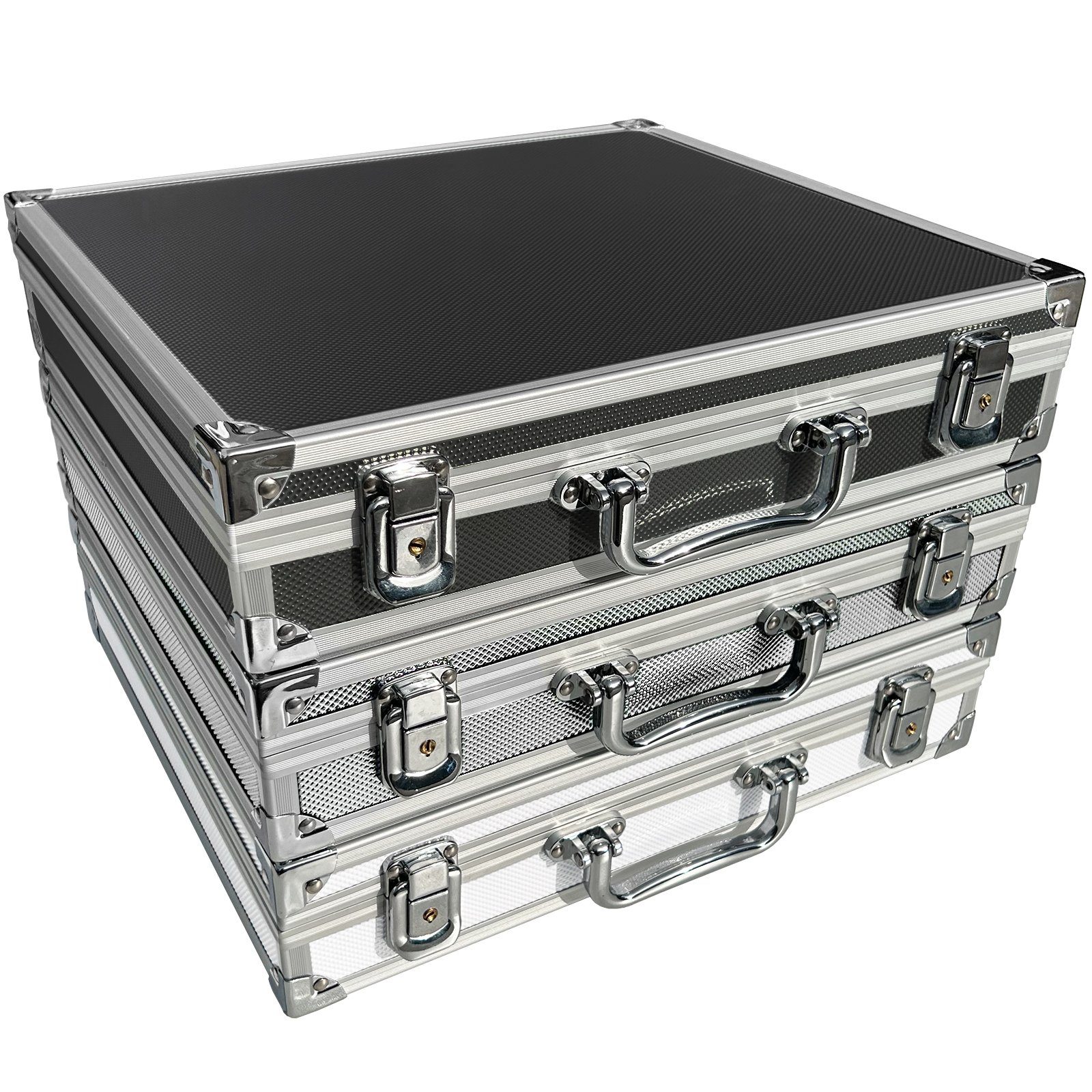 ECI Tools Werkzeugkoffer ECI Alu-Koffer Leer mit Aluminium Leisten Koffer Box Innenmaß 34 x 30 Schwarz