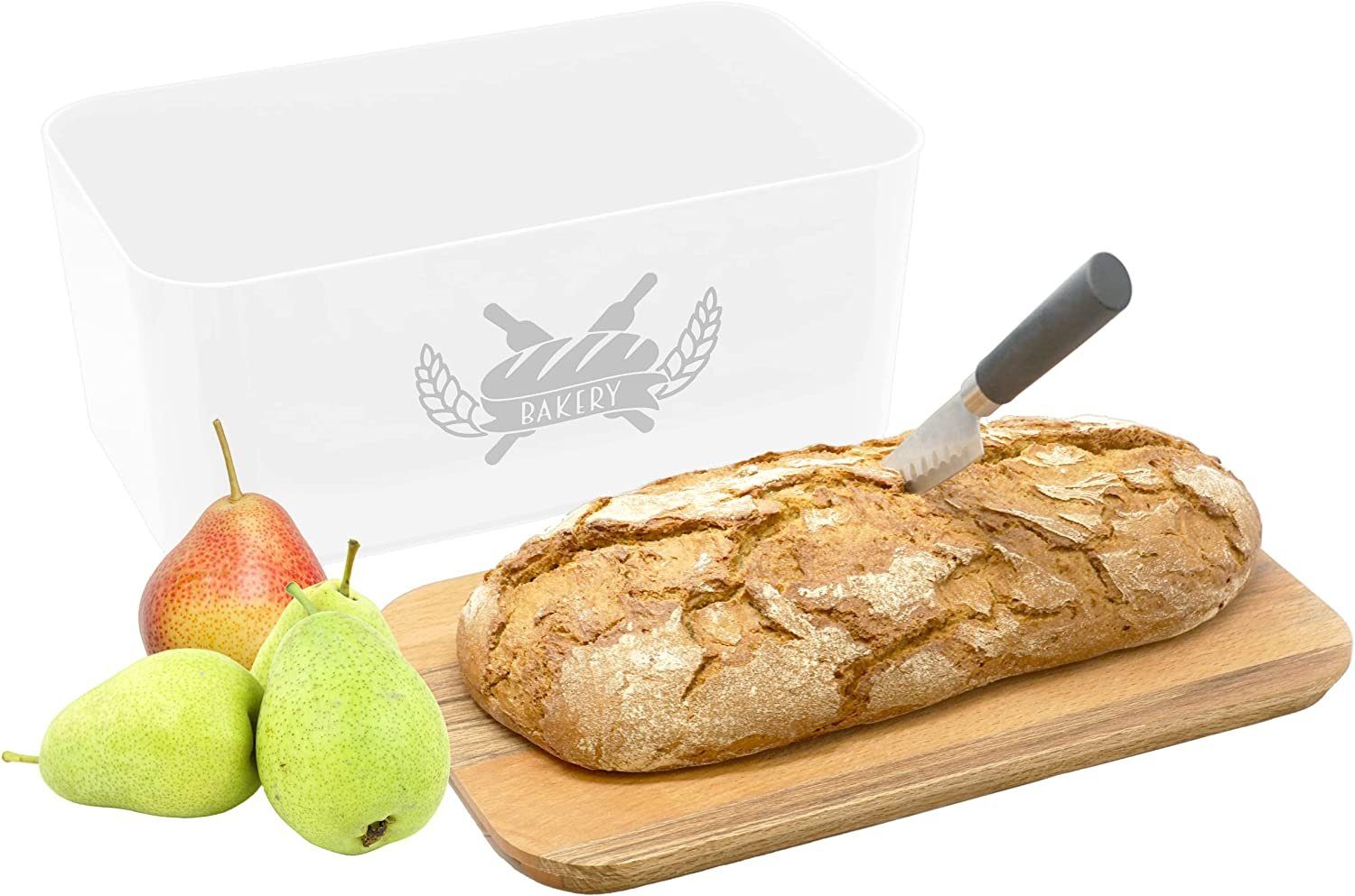 Lashuma Brotkasten, Kunststoff, (1-tlg), Frischhaltedose eckig mit cm Deckel weiß 36x21