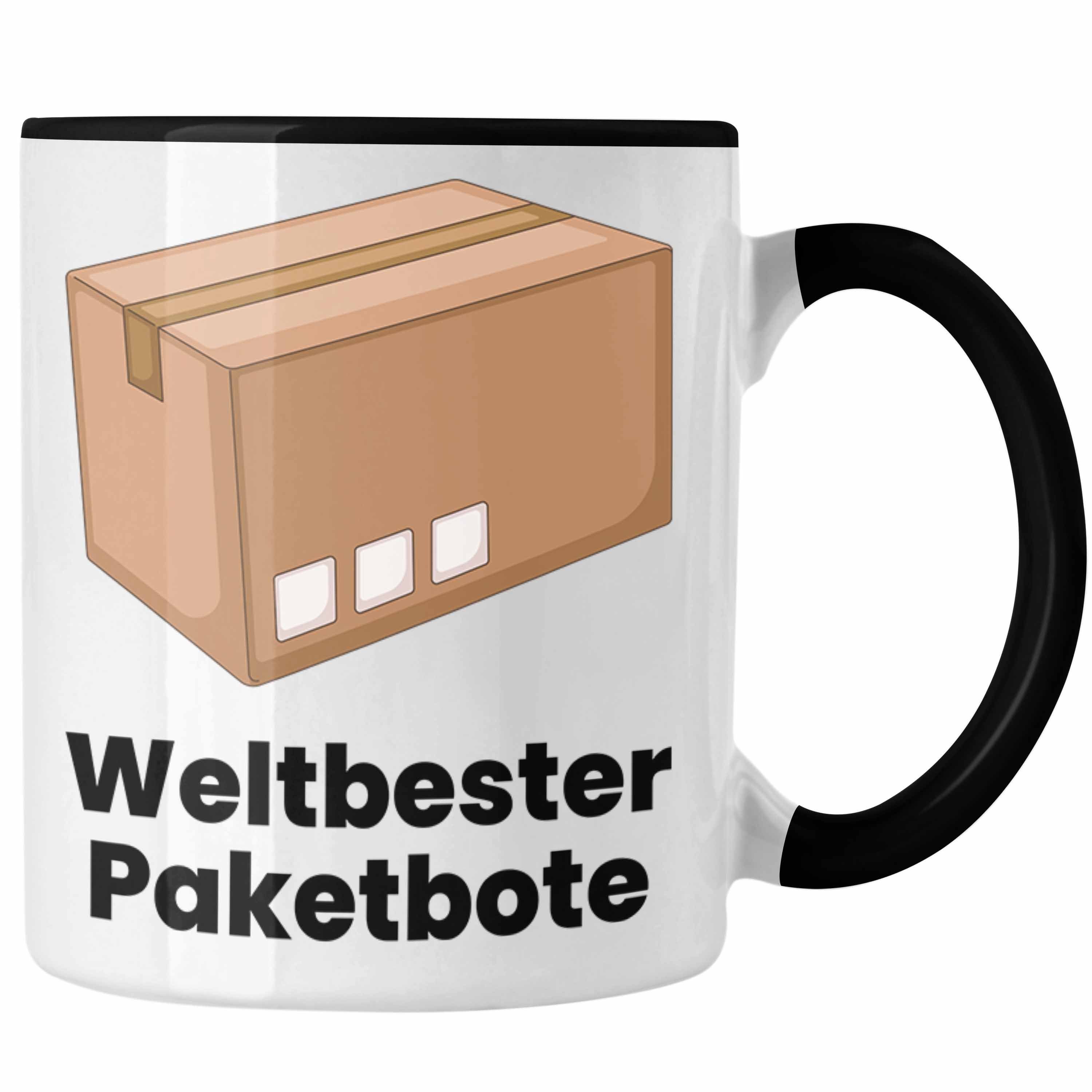 Trendation Tasse Bester Paketbote Paketzusteller Spruch Geschenkidee Schwarz Tasse Postbote