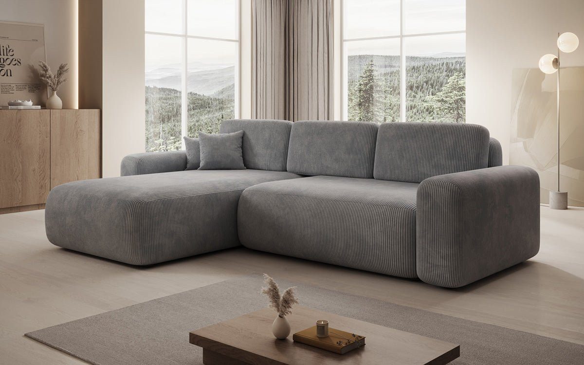 Luxusbetten24 Schlafsofa Designer Ecksofa Lola in Cord, mit Stauraum und Schlaffunktion – Bild 2 von 4