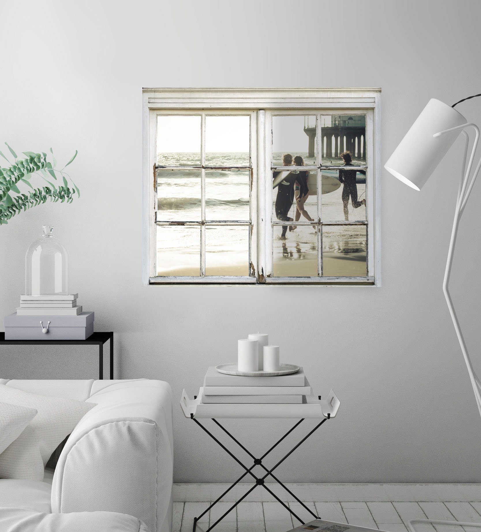 queence Wandsticker Surfer am Strand, Wandsticker, Wandbild, selbstklebend, Strand, Surfer, Wellen