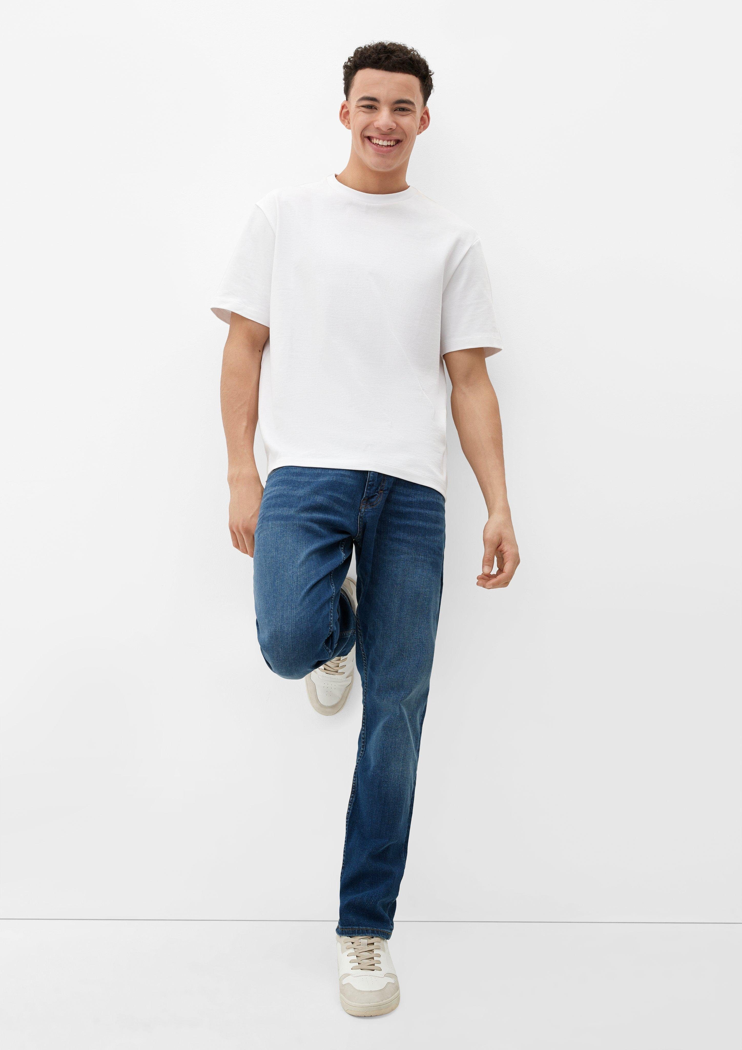 QS 5-Pocket-Jeans Jeans Rick / Slim Fit / Mid Rise / Slim Leg Label-Patch, Waschung blue