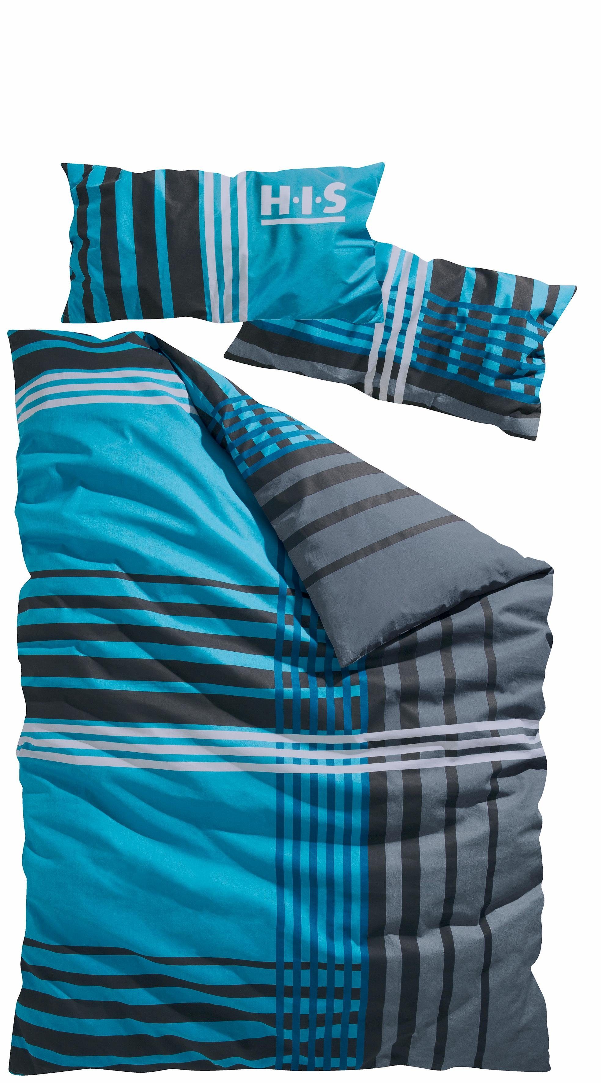 Bettwäsche Philip in Gr. 135x200 aus Renforcé, teilig, Baumwolle, H.I.S, sportliche Bettwäsche oder 2 155x220 cm, blau kariert