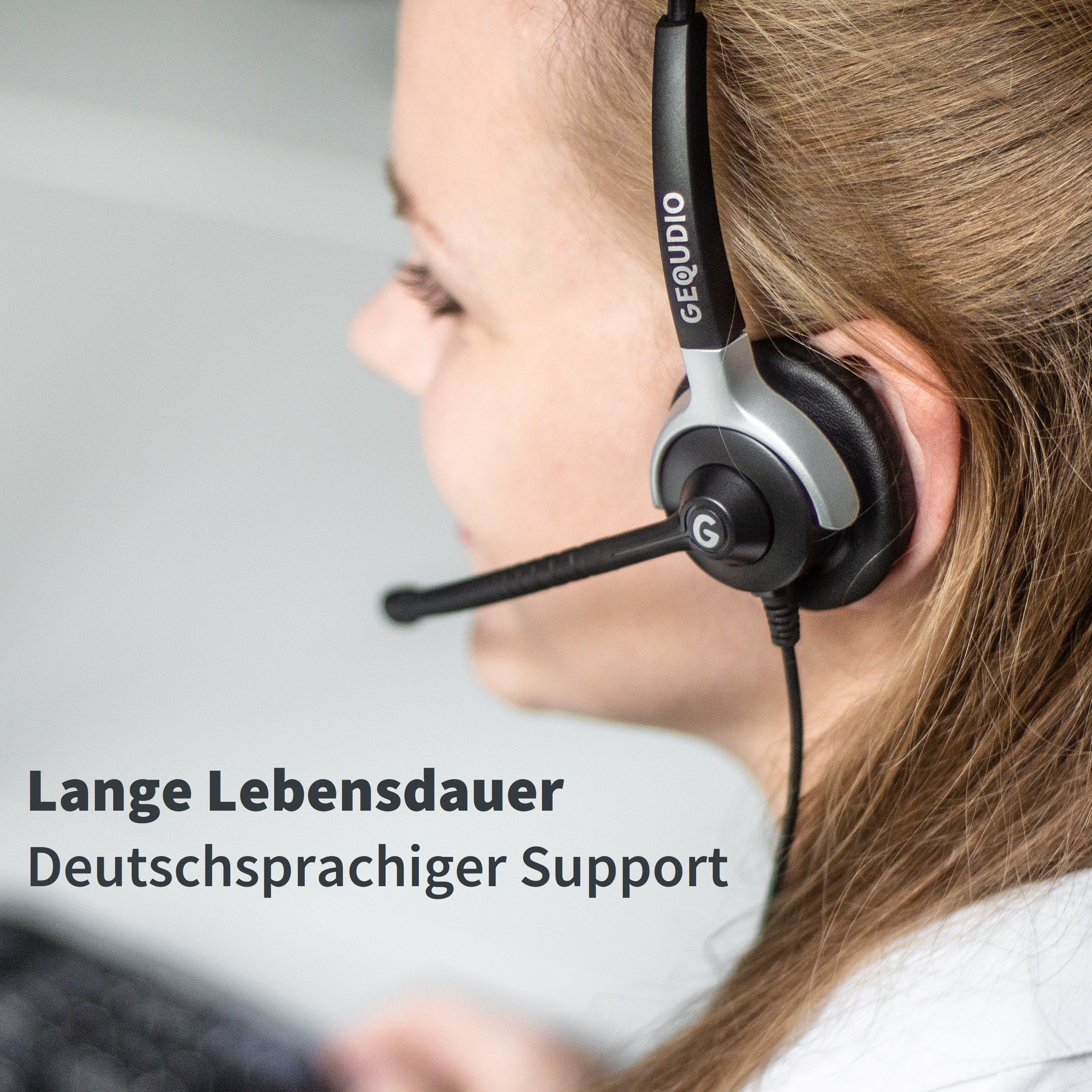 für für Anschlusskabel) leicht, Federstahl, (2-Ohr-Headset, 80g GEQUDIO mit Grandstream mehrere Endgeräte, aus Wechselverschluss Yealink, Headset Snom, Bügel RJ-Anschluss inklusive mit Avaya, Telefone