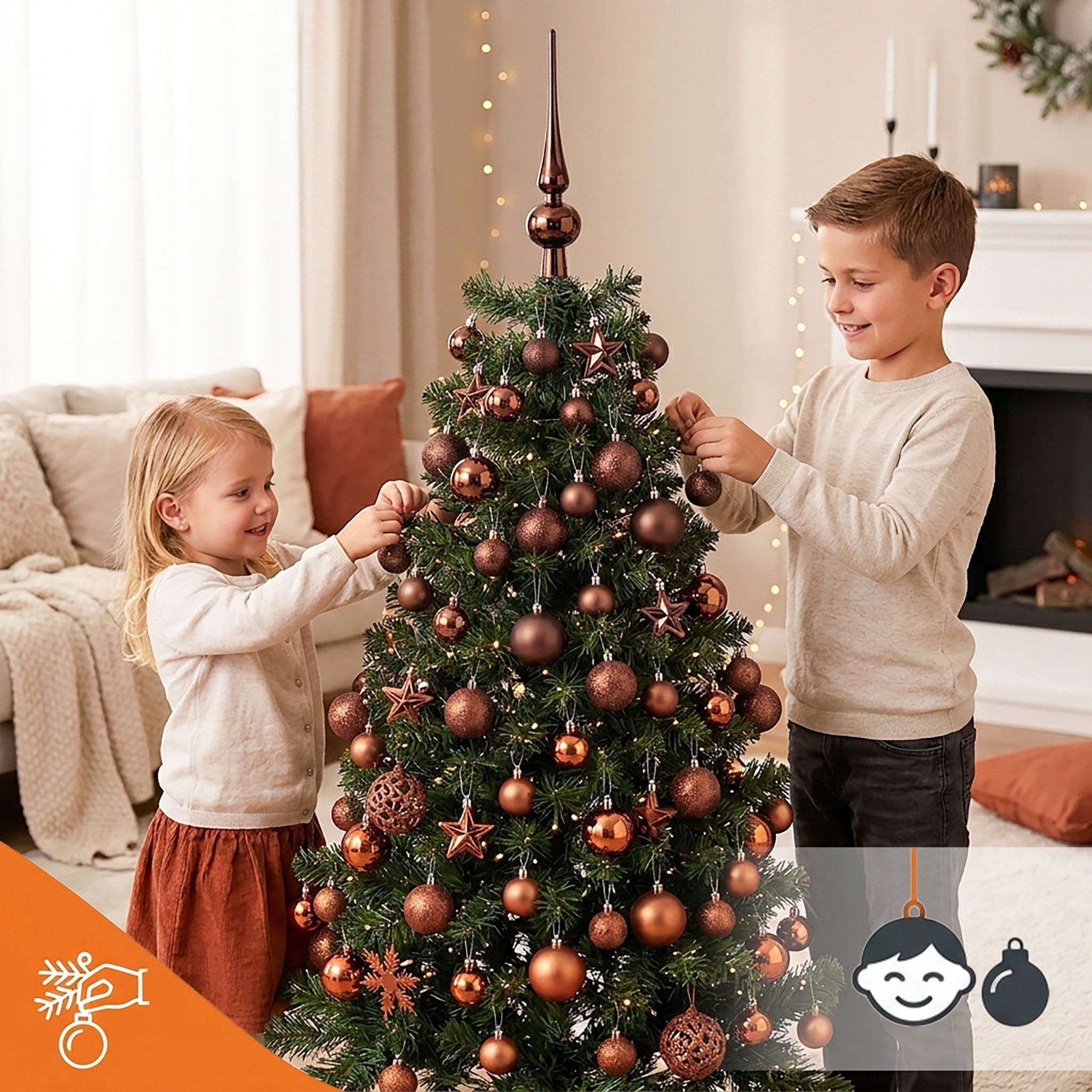 Spetebo Weihnachtsbaumkugel Kunststoff Christbaumkugel Set bruchsicher (111 St), inklusive Metall Haken – Bild 3 von 5