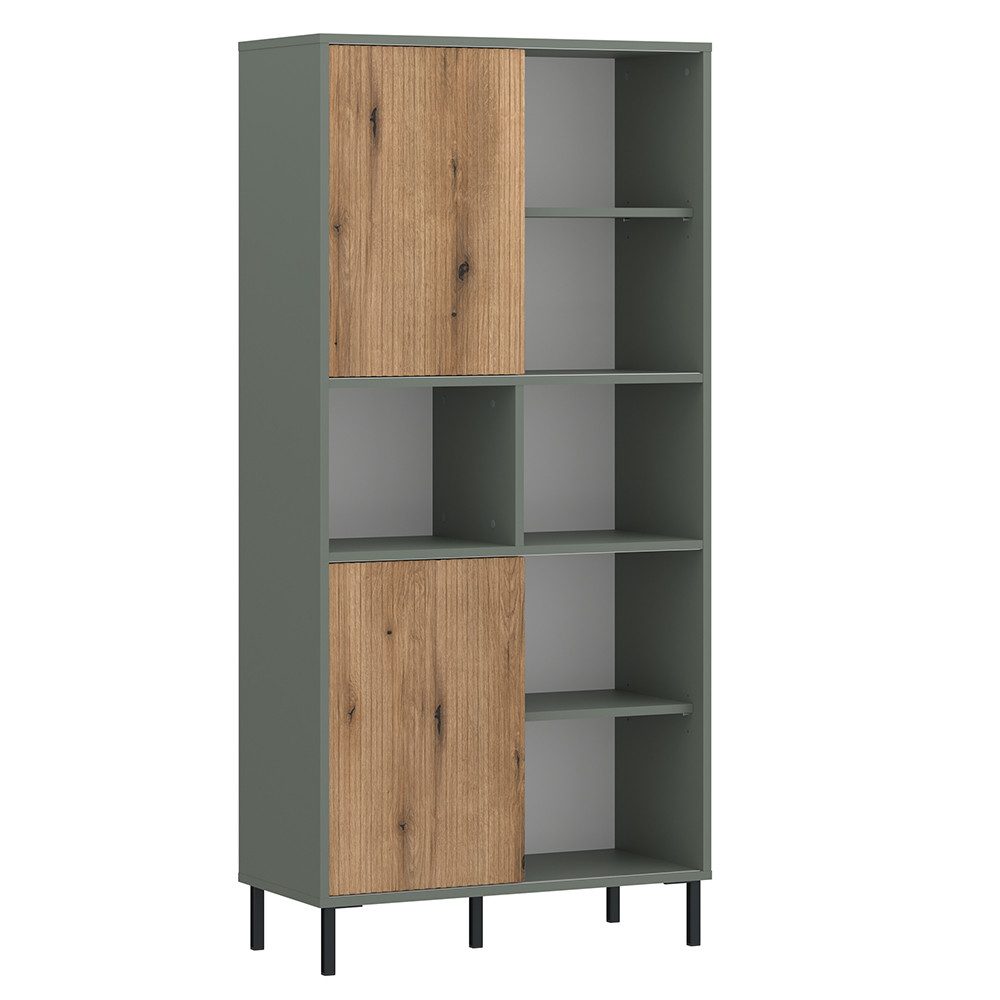 Lomadox Regal PARMA-129, in grau-grün, kombiniert mit Eiche Nb., 2 Schiebet günstig online kaufen